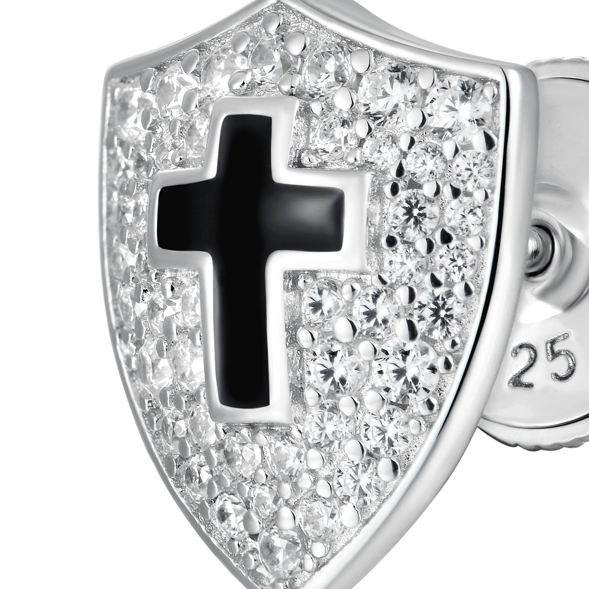 S925 Orecchini a bottone con scudo di cavaliere - Coppia