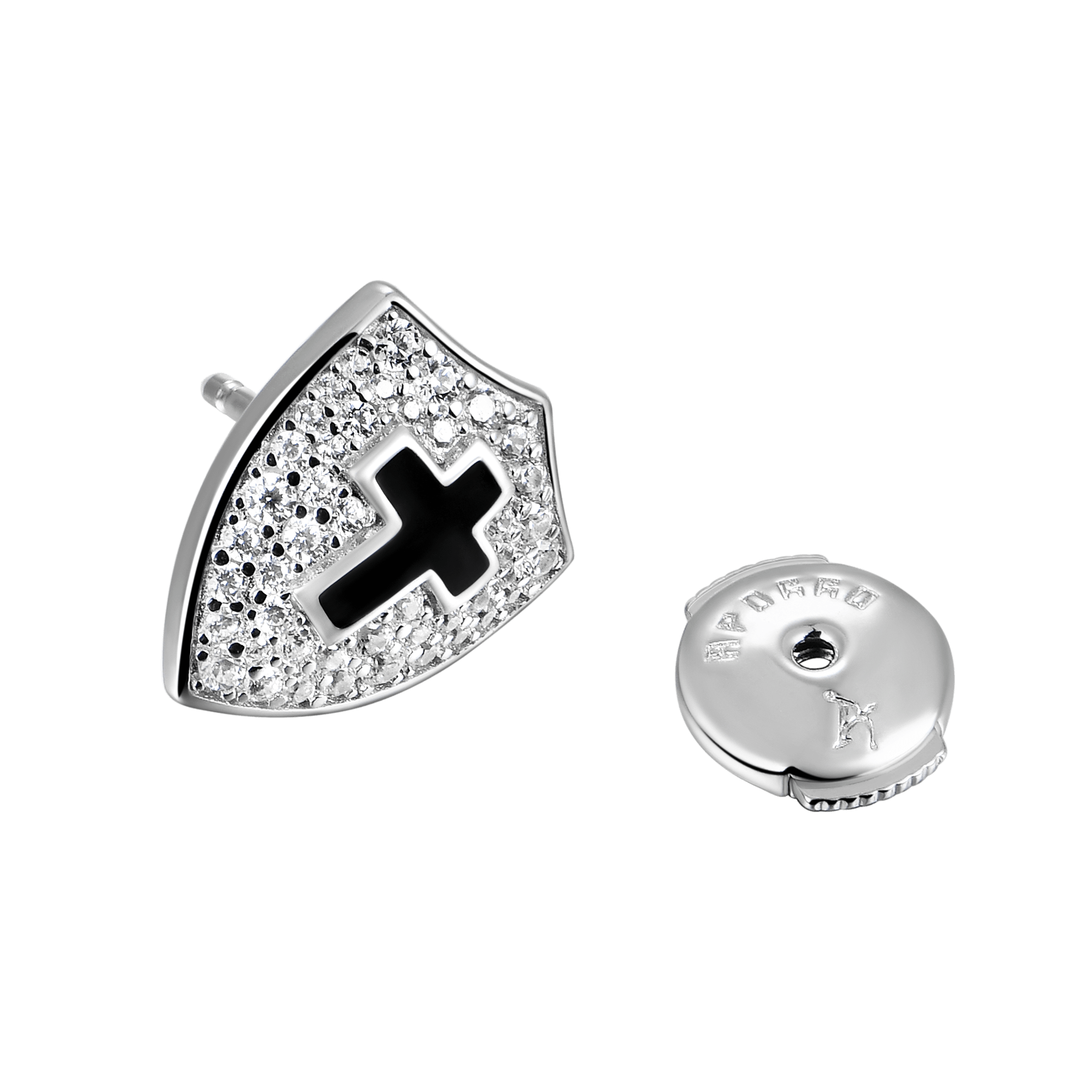 S925 Knight Shield Stud Earrings - Pair