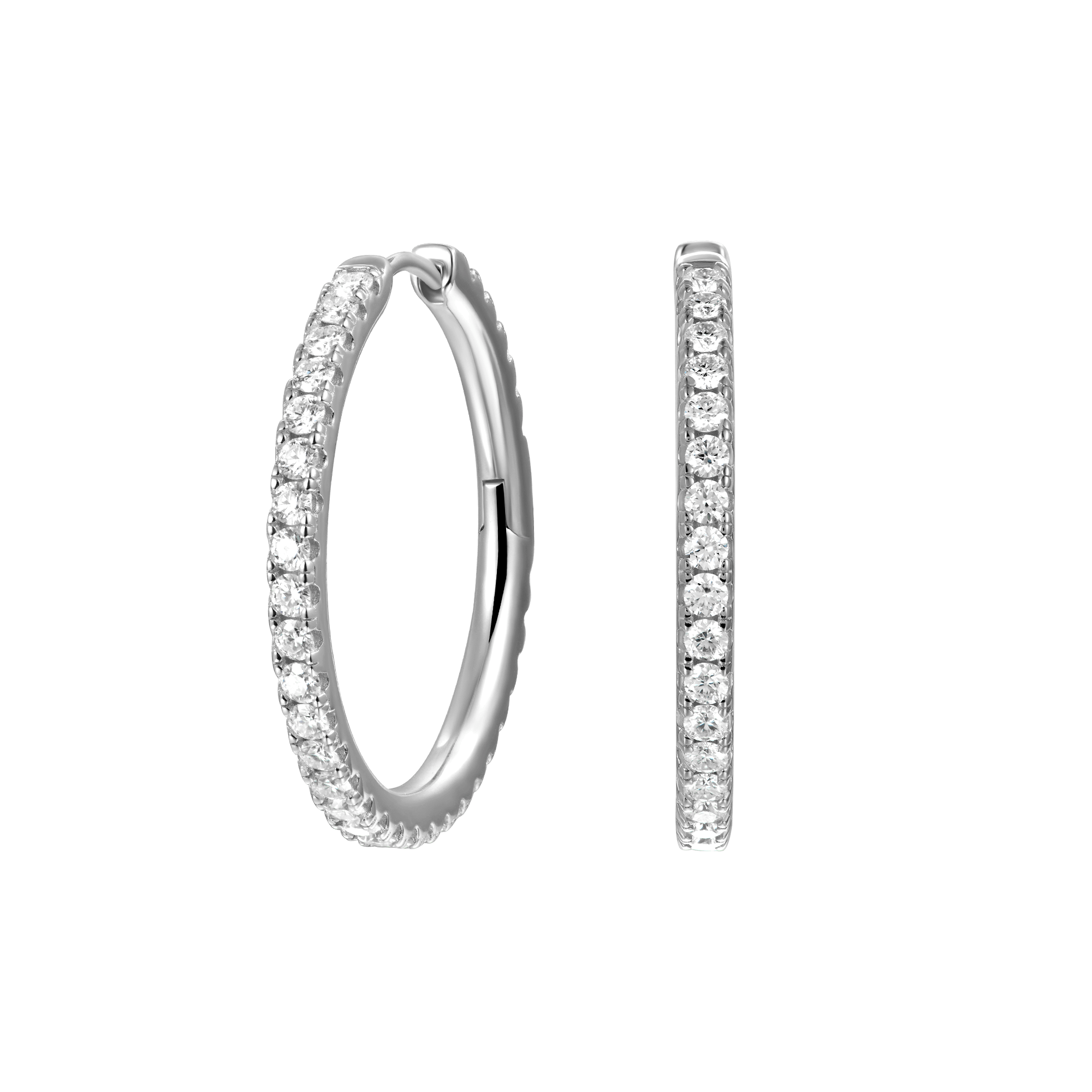 Moissanite One Row Pendientes de aro grandes