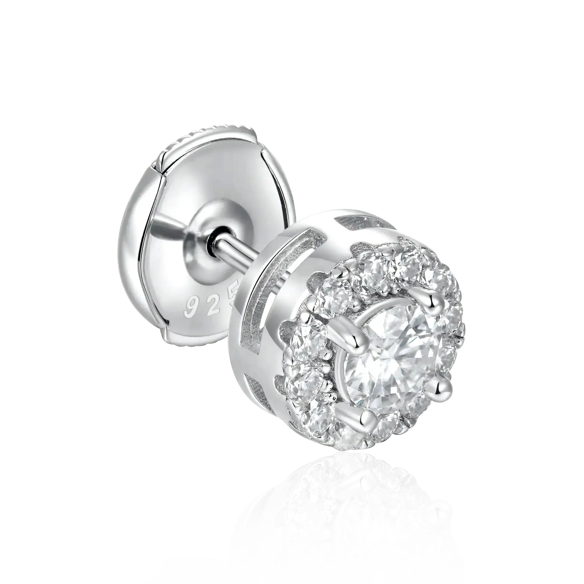 Moissanite S925 Halo Round Cut Stud Earring