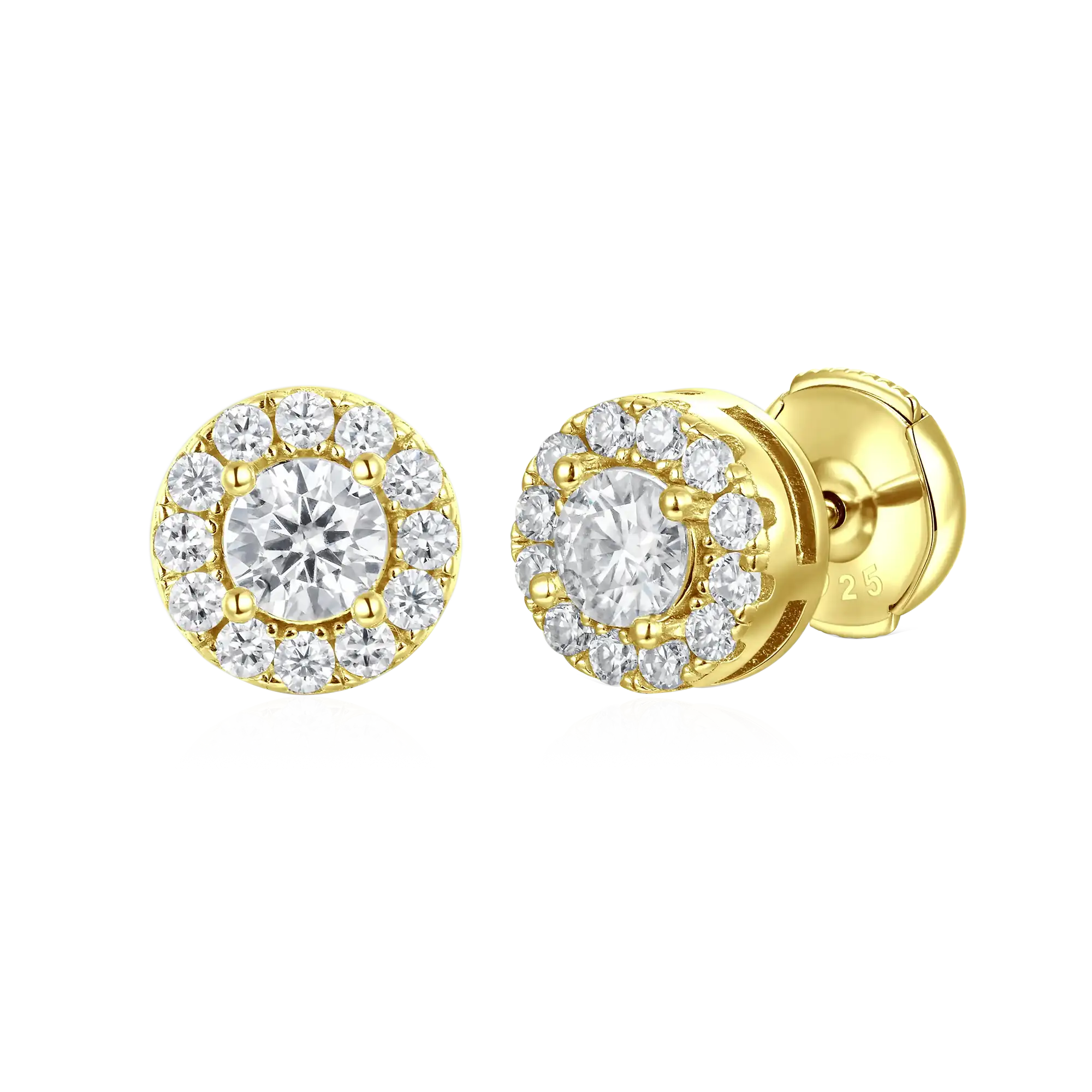 Moissanite S925 Halo Round Cut Stud Earring