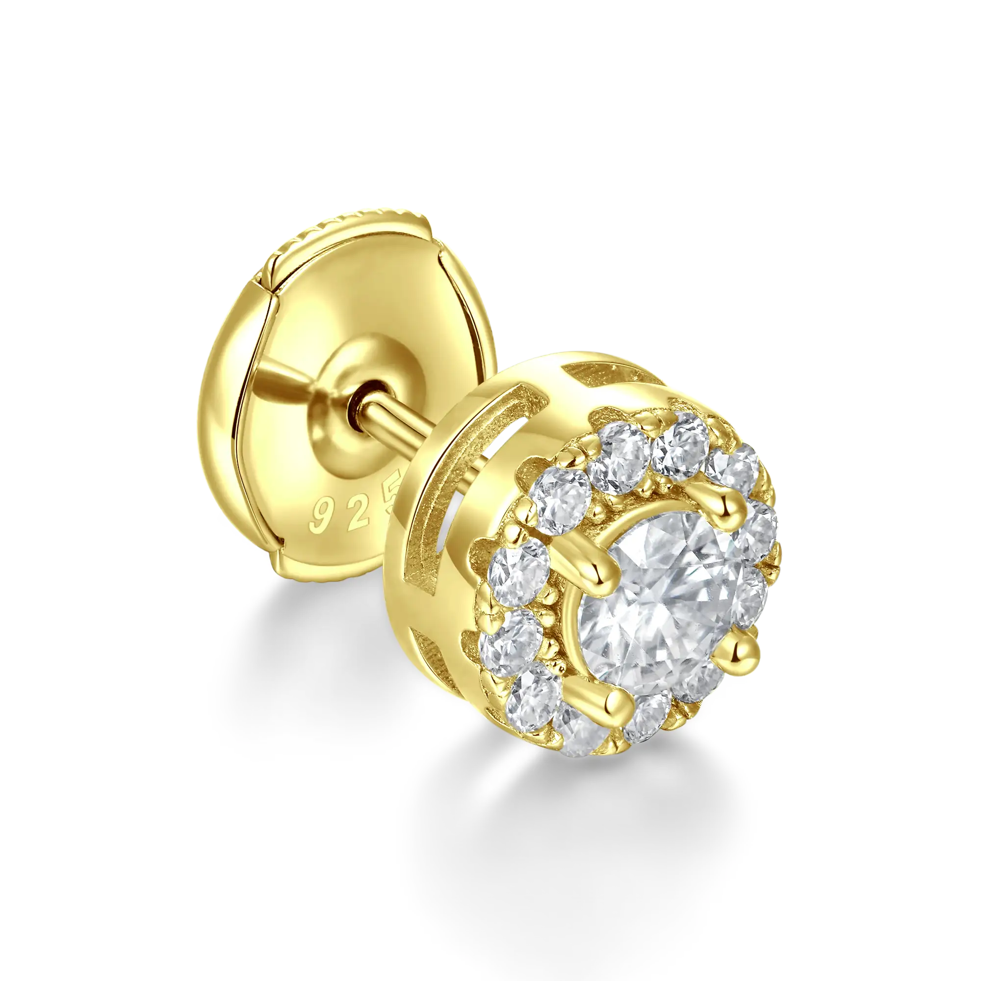 Moissanite S925 Halo Round Cut Stud Earring