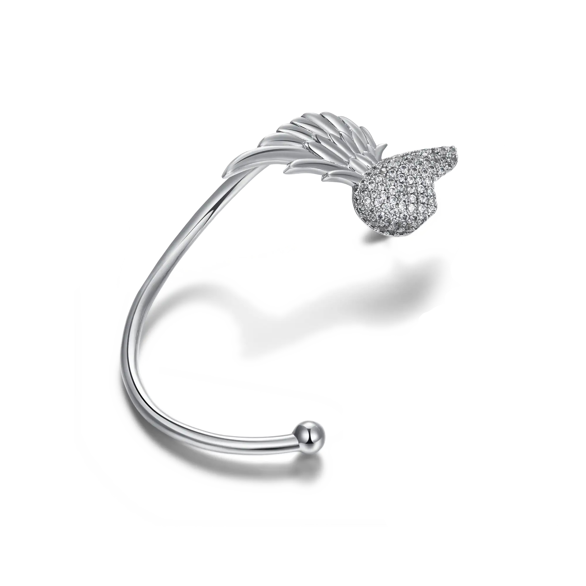 Wing Broken Heart Ear Cuff Earring - Left Ear