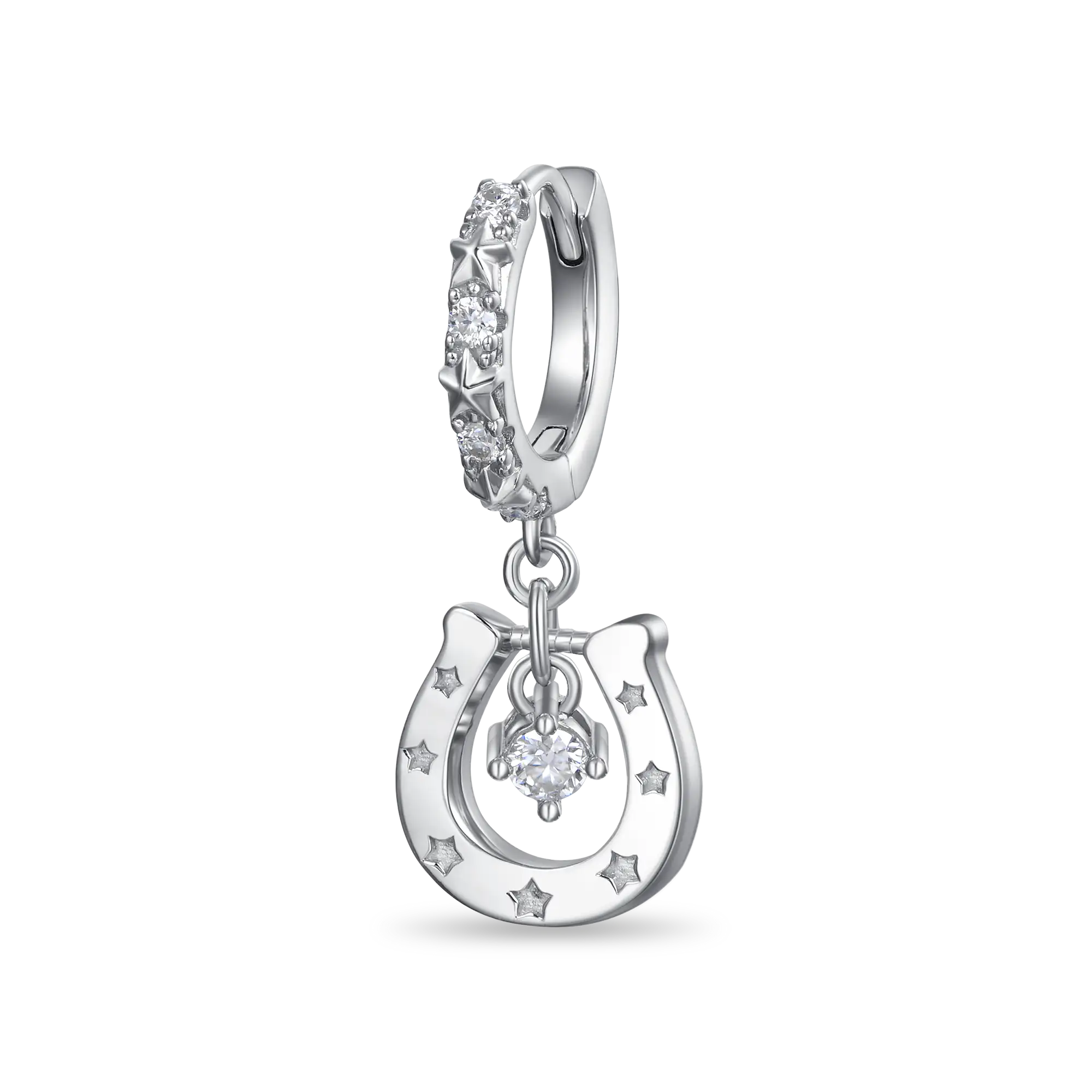 Moissanit S925 blinkender Hufeisen-Ohrring