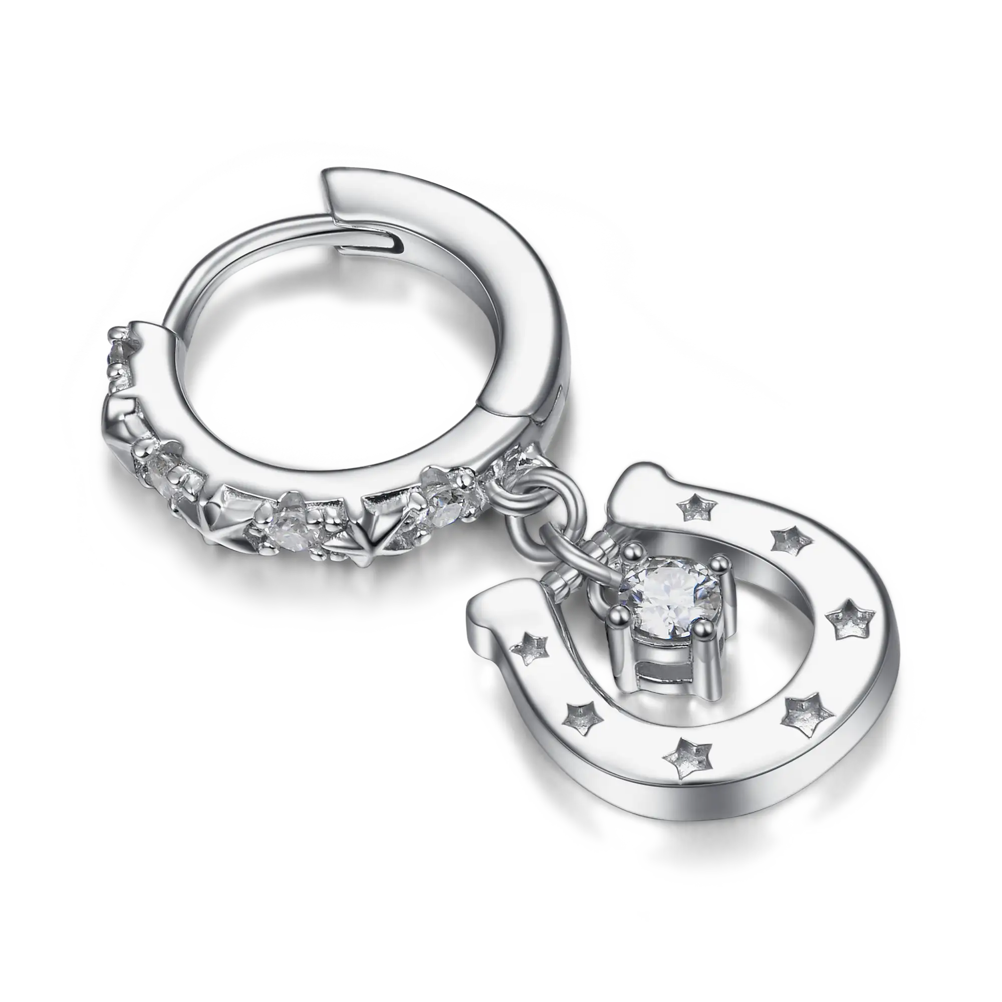 Moissanit S925 blinkender Hufeisen-Ohrring