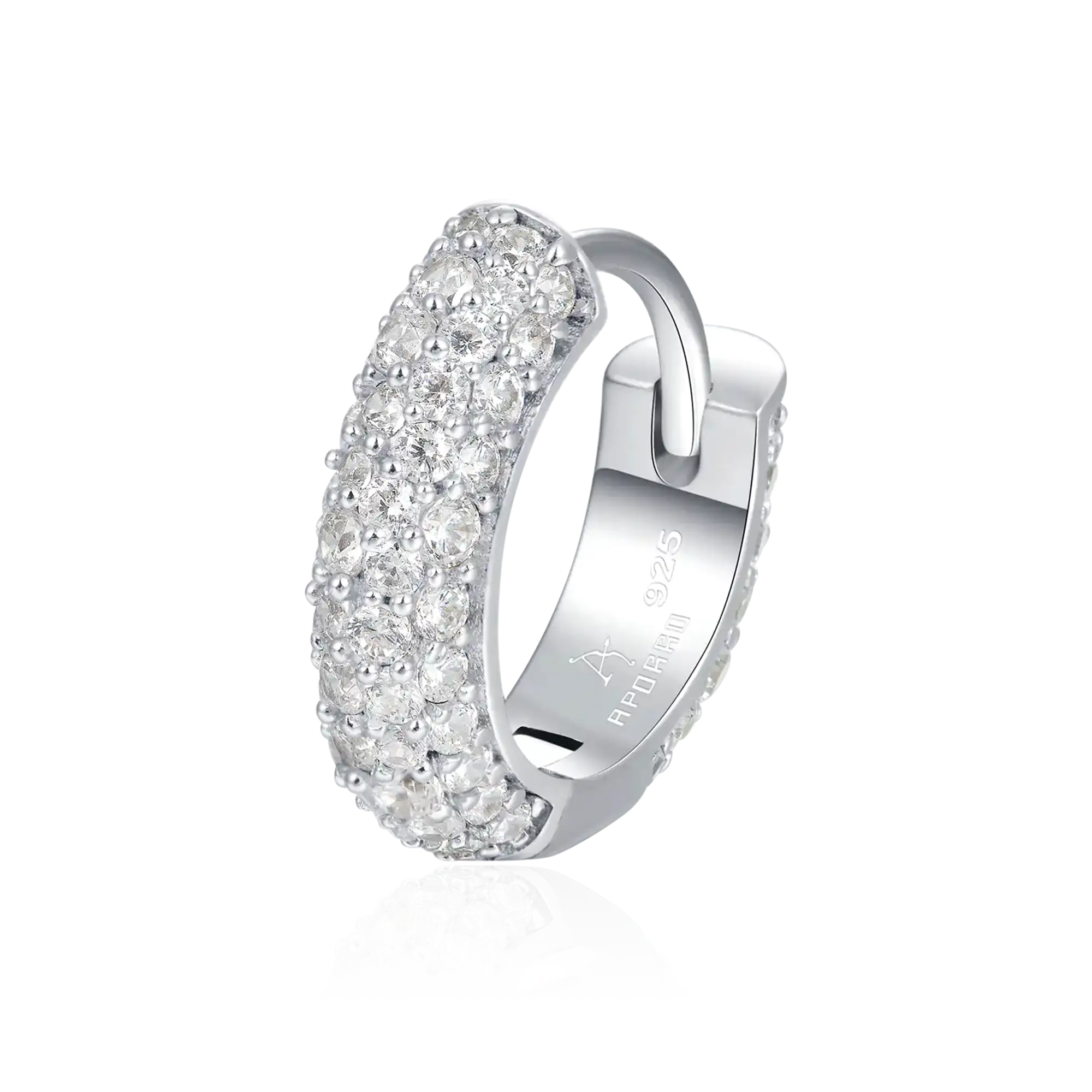 S925 Round Paved Hoop Earrings