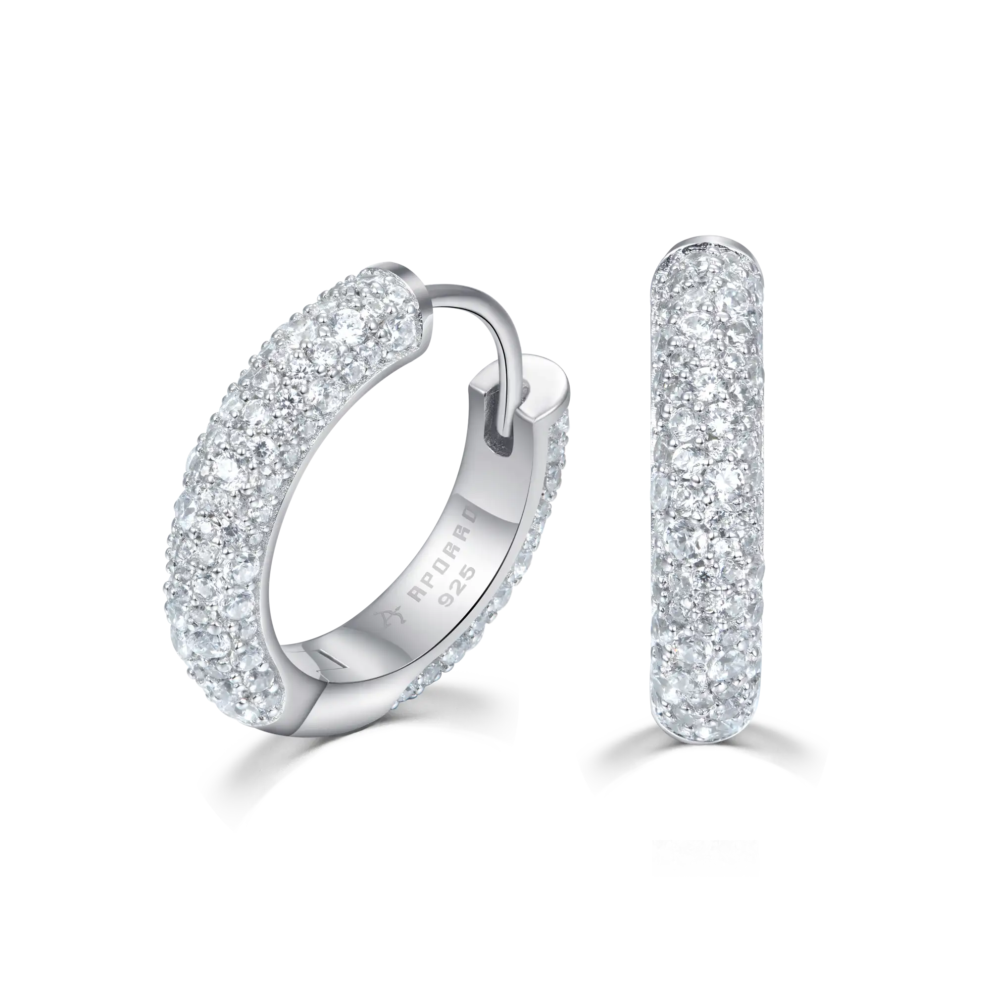 Moissanite Round Paved Hoop Earrings