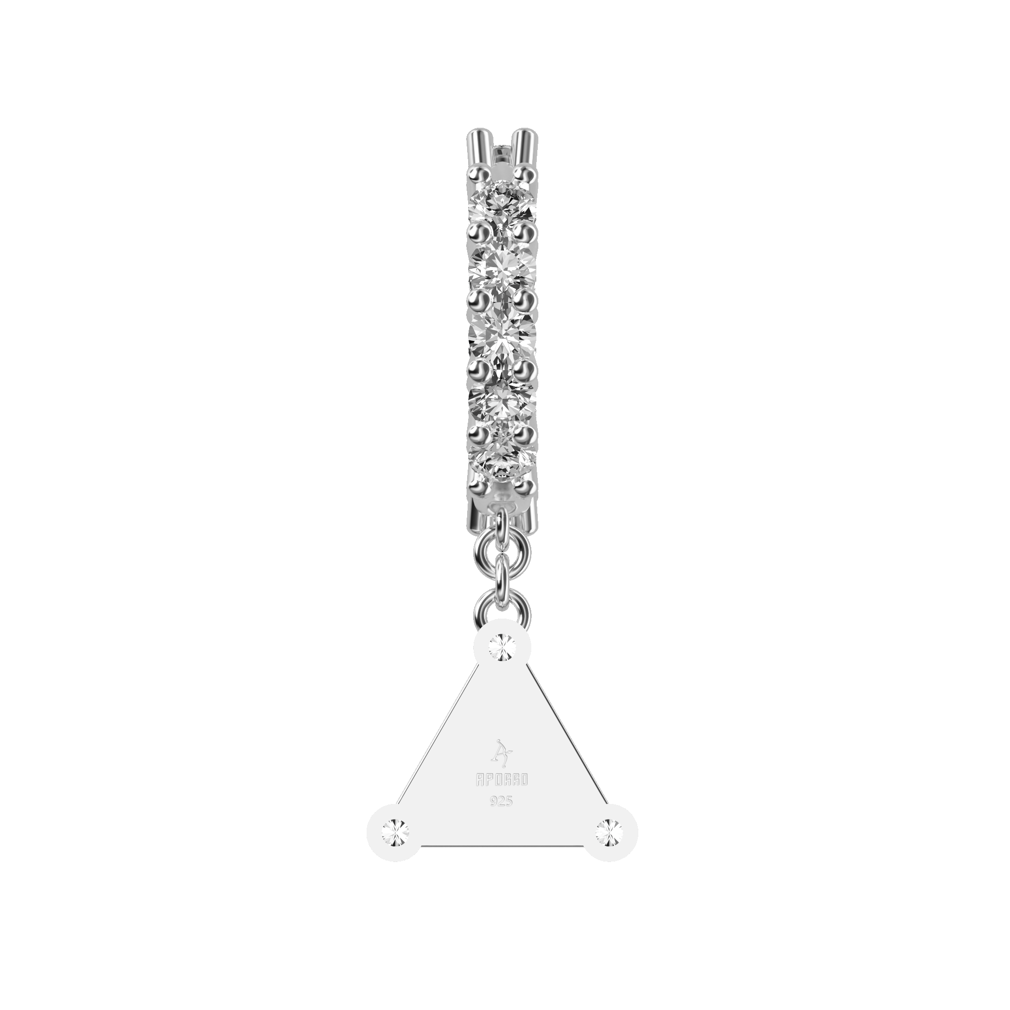 Women's Triangle Baguette Mix Halo Dangly Earrings - Pair