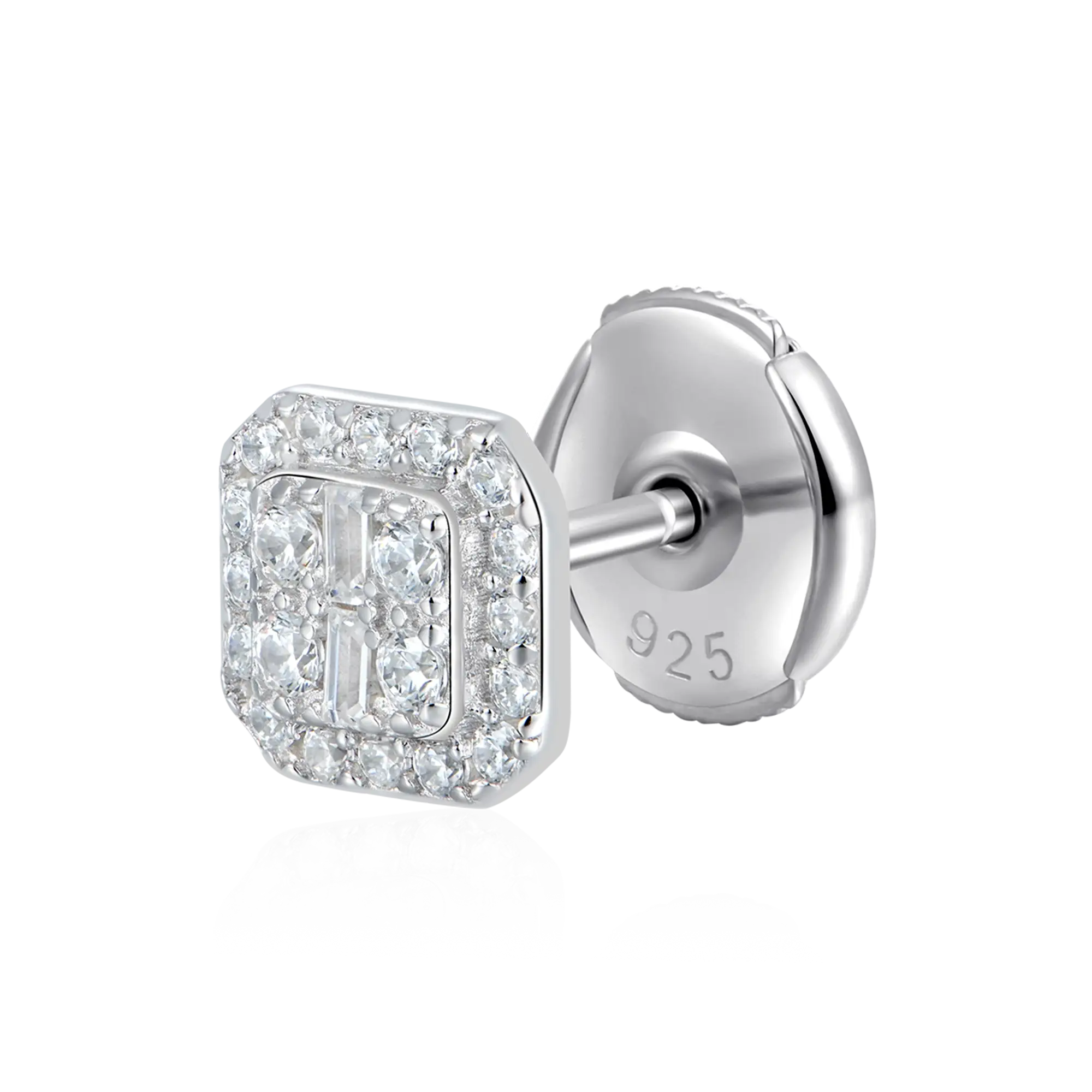 Baguette Mix Halo Stud Earring Set