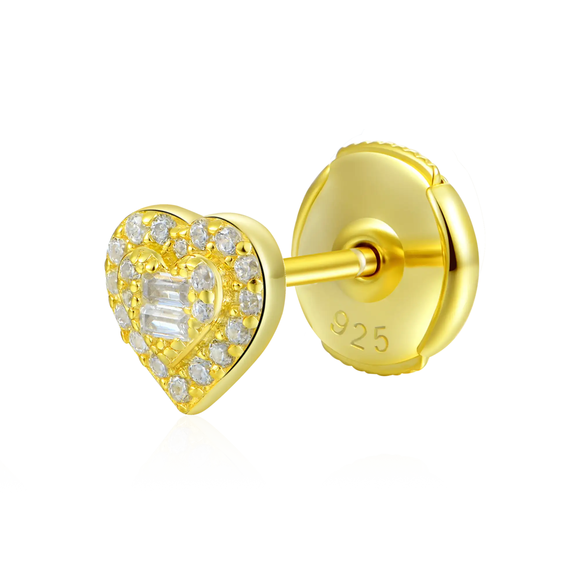 Women's Heart Baguette Mix Halo Stud Earrings - Pair