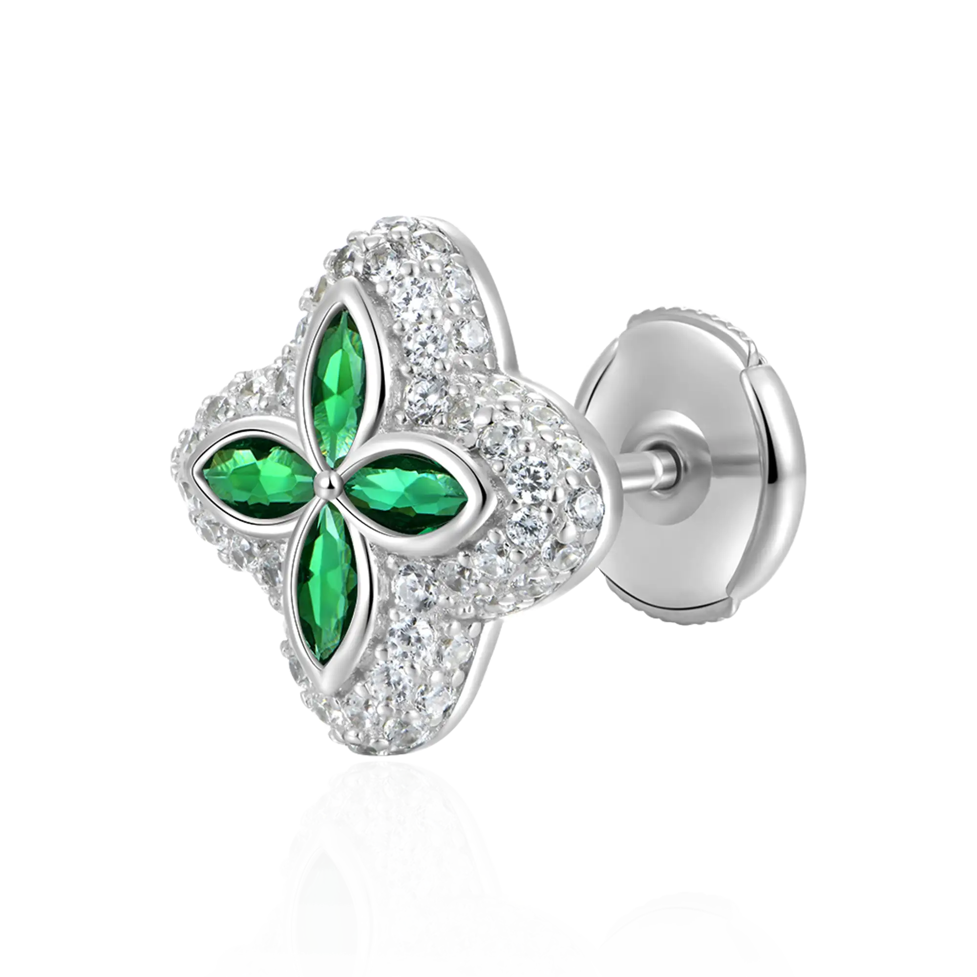 Iced Luminous Clover Pendant & Earring Set