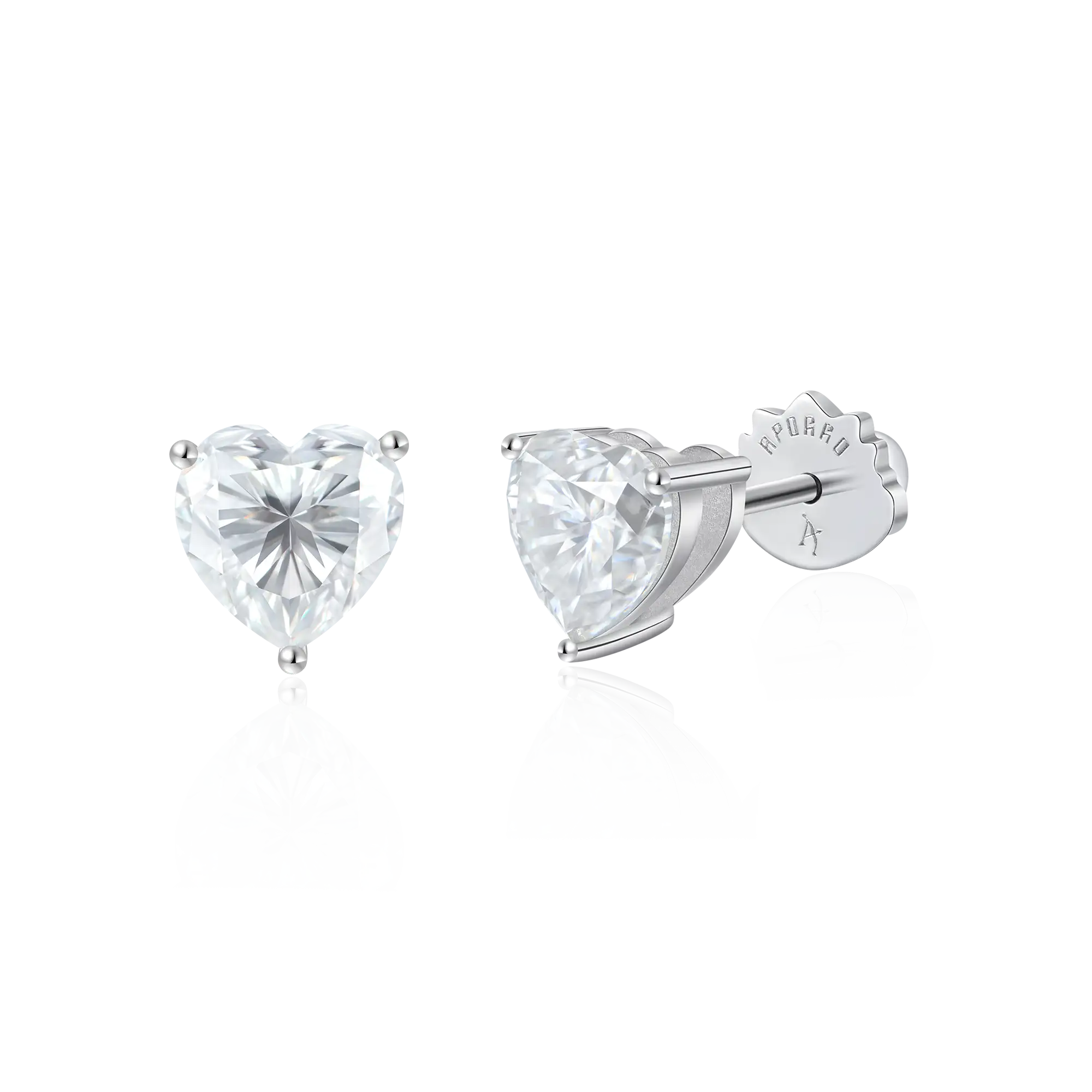 Pendientes de espárragos del corazón de moissanite femenino