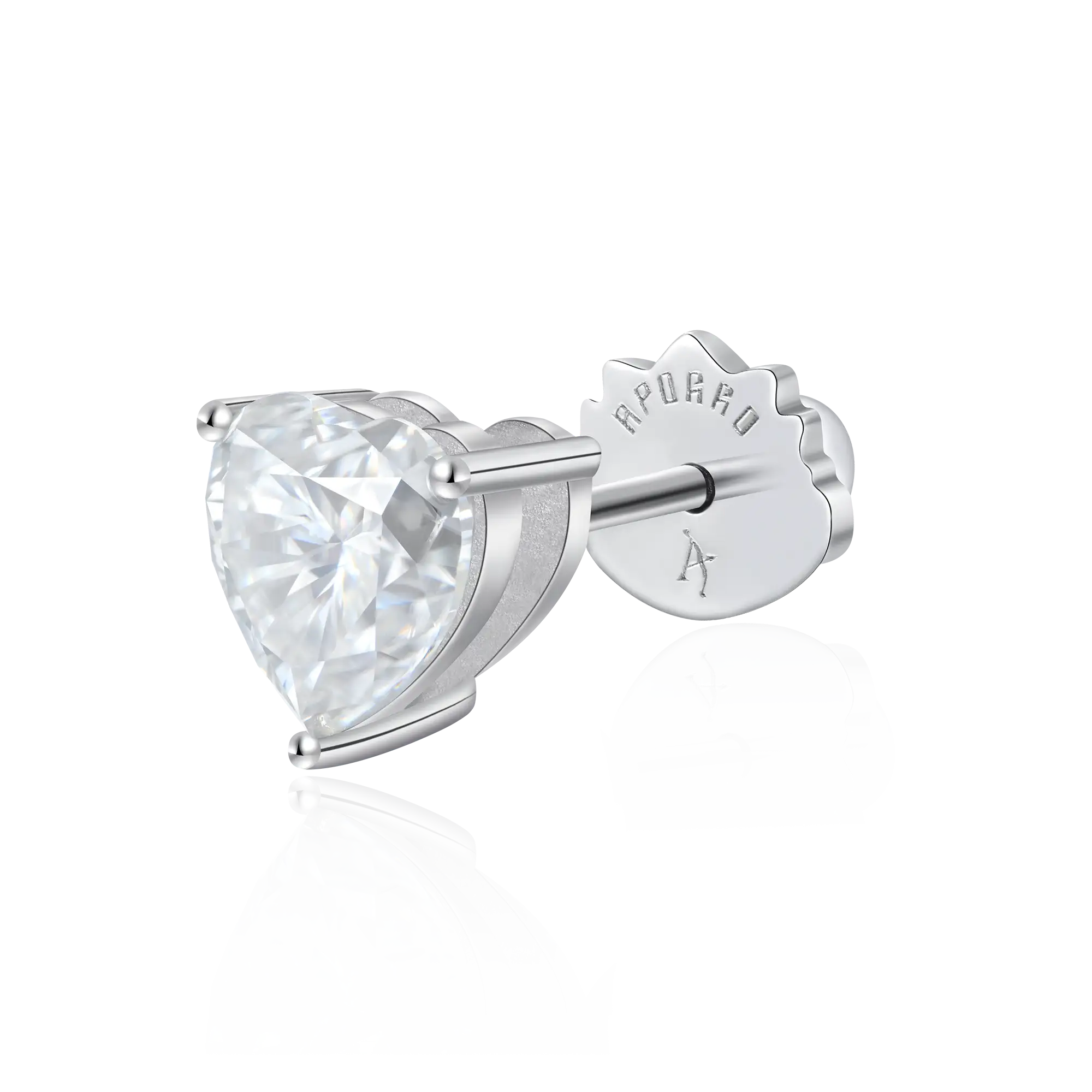 Pendientes de espárragos del corazón de moissanite femenino