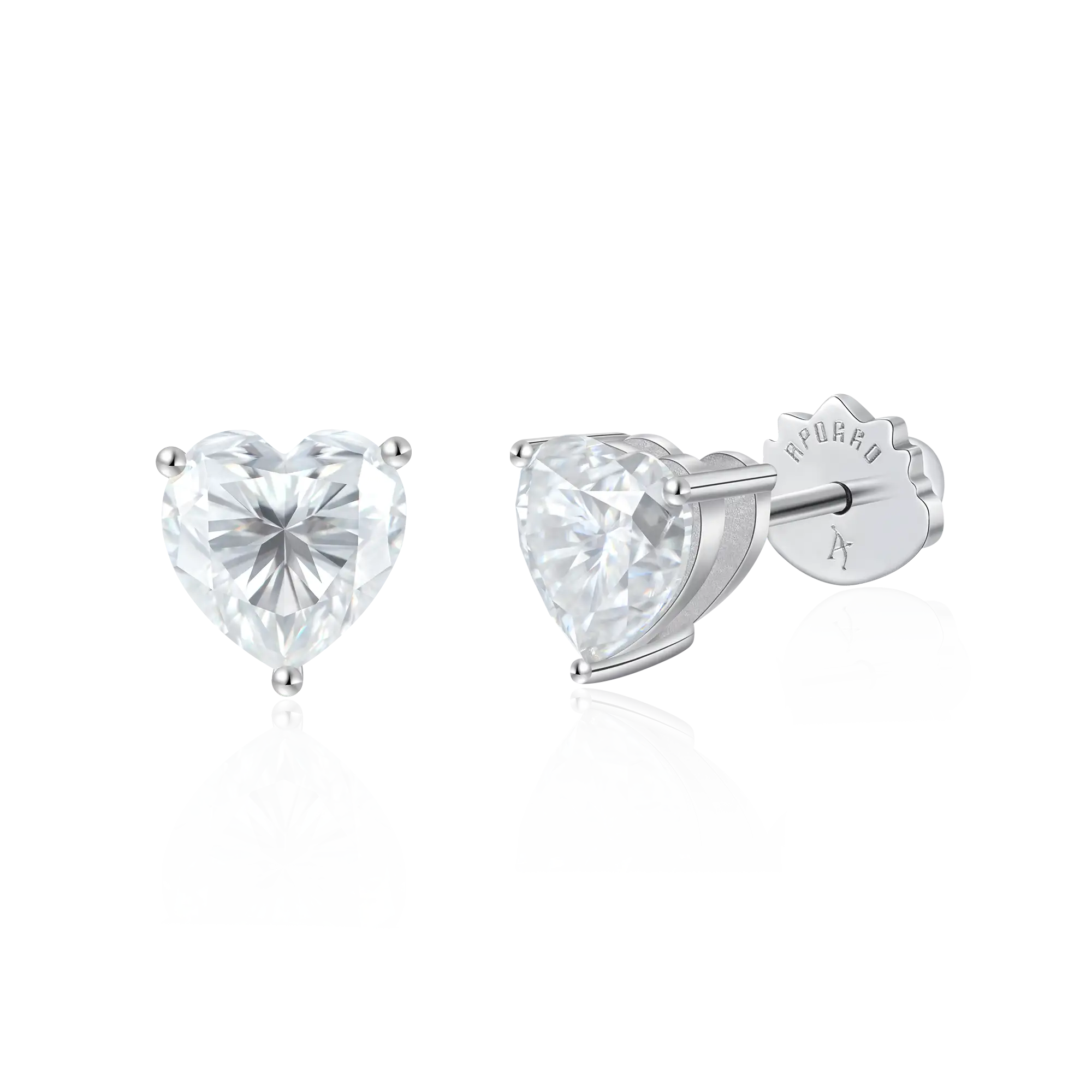 Pendientes de espárragos del corazón de moissanite femenino