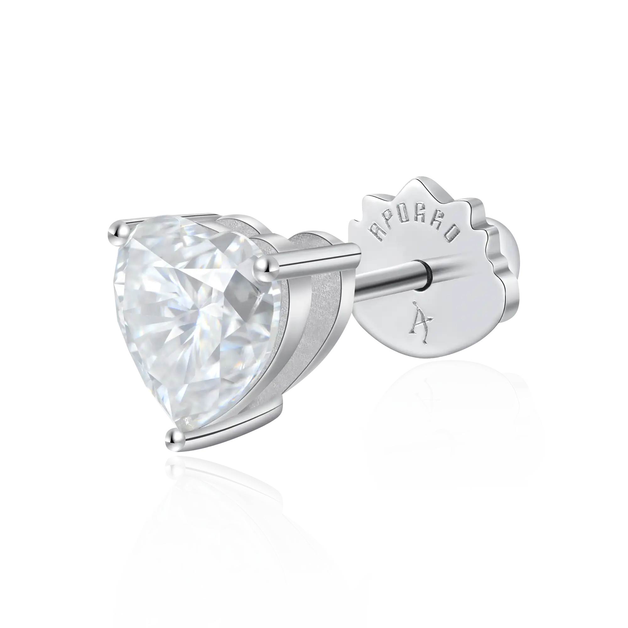 Pendientes de espárragos del corazón de moissanite femenino