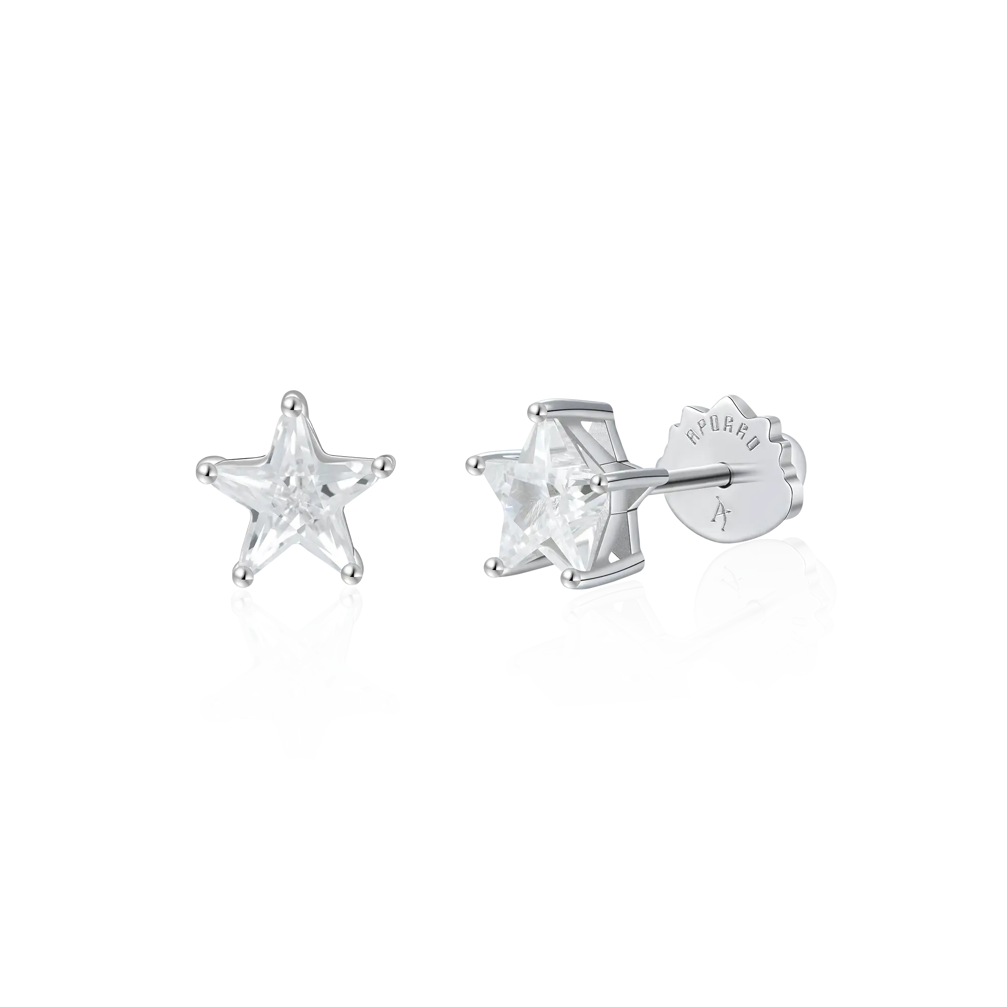 Moissanite Pentagram Stud Earrings