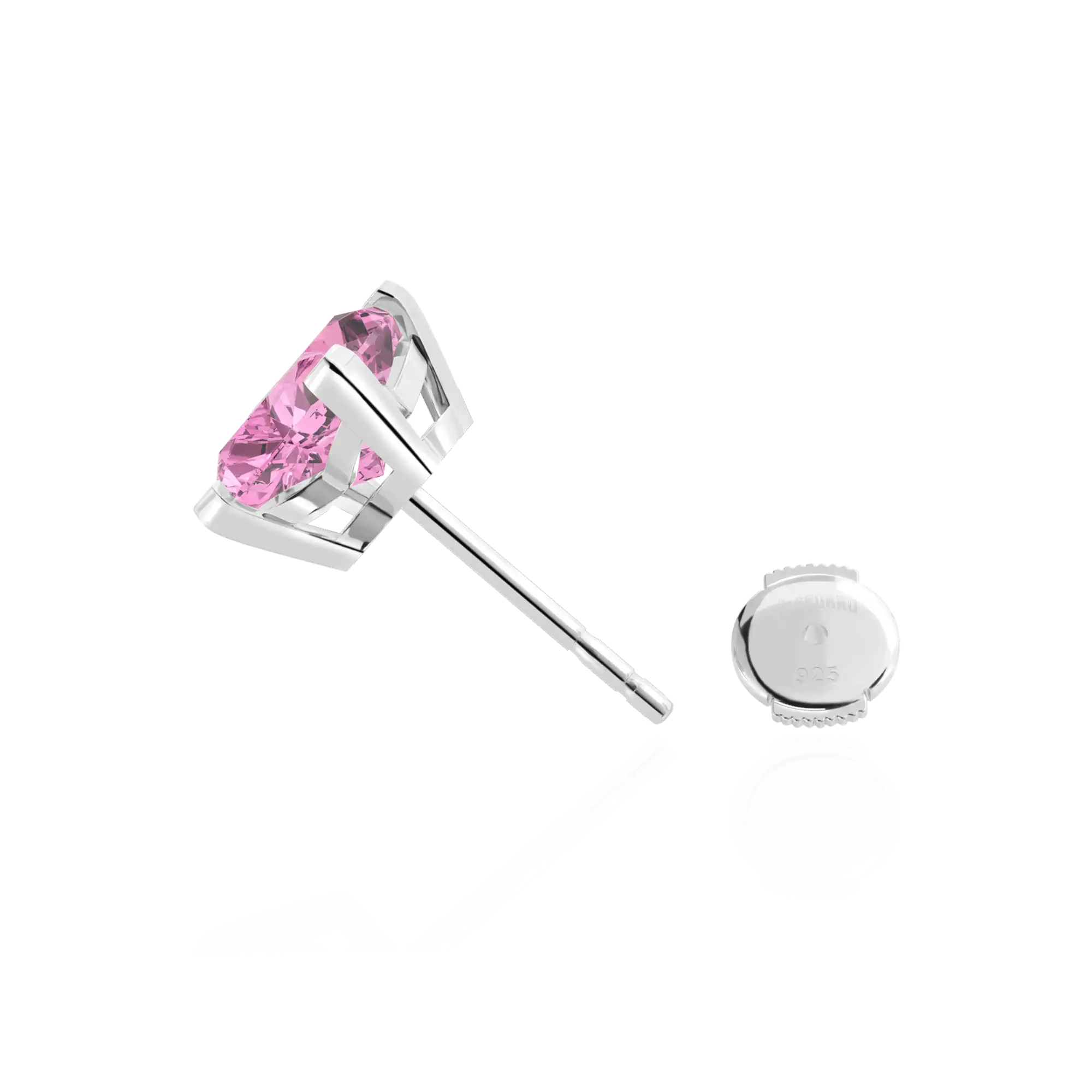 S925 Solid Clover Cut Stud Earrings - Pink