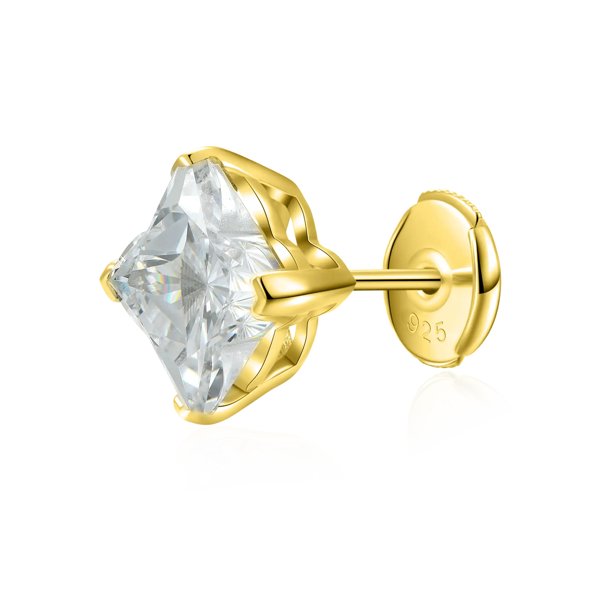 Moissanite S925 Solid Clover Cut Stud Earrings - White