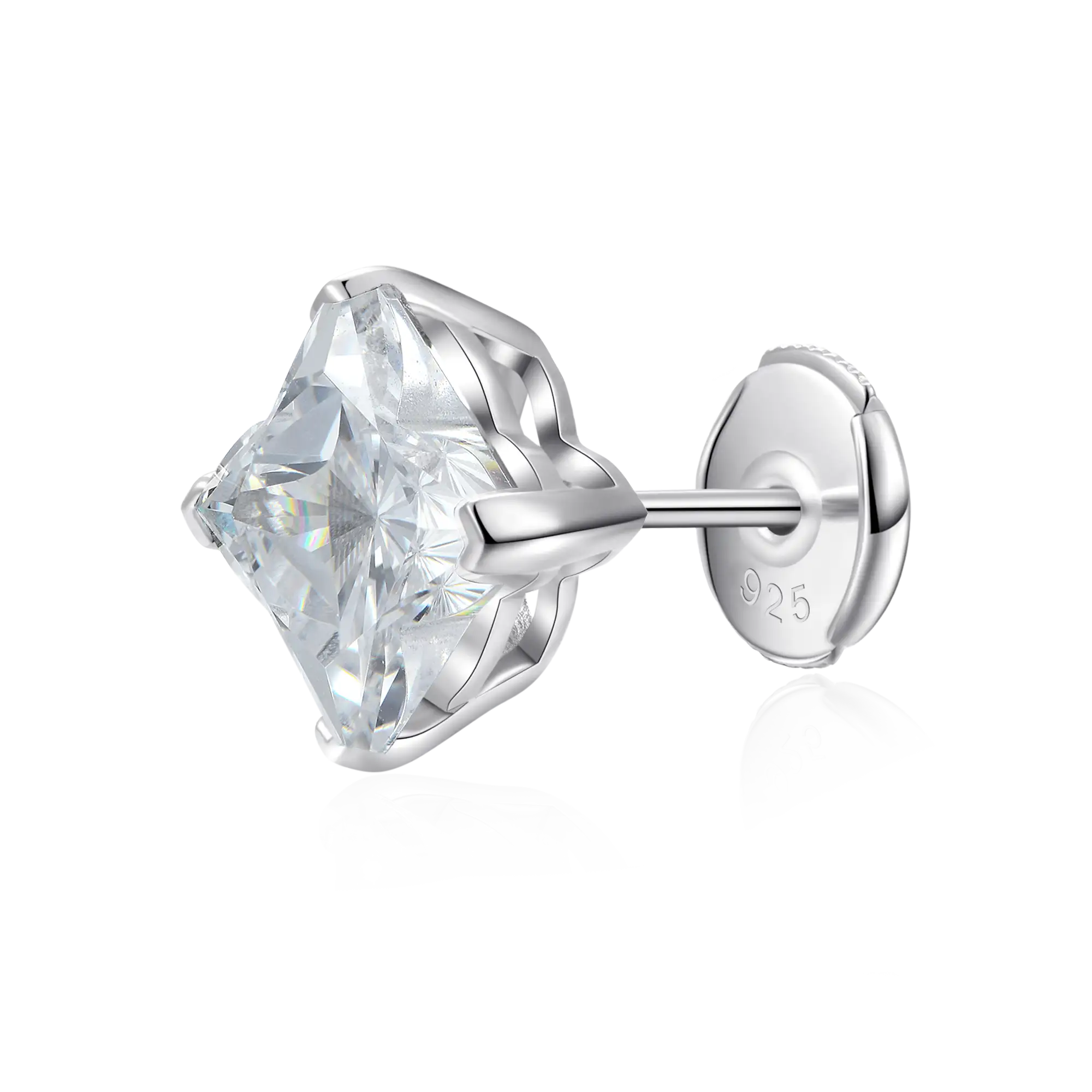 Moissanite S925 Solid Clover Cut Stud Earrings - White