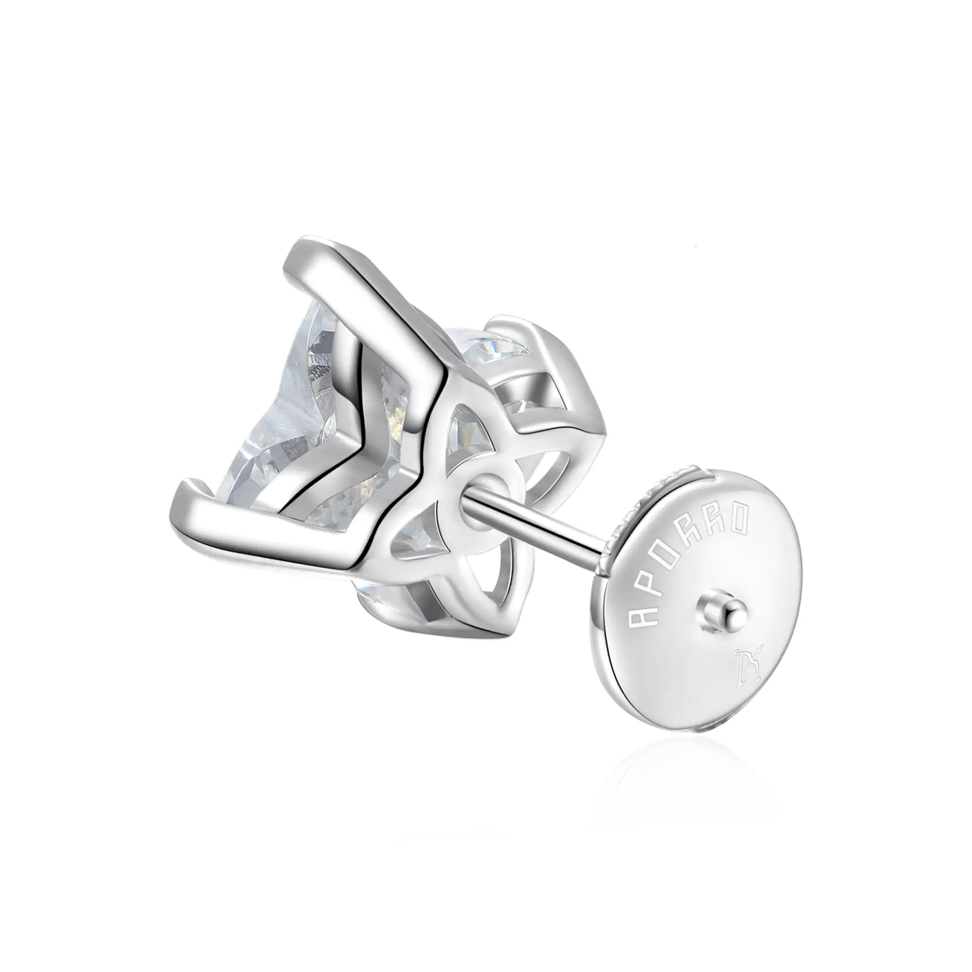 Moissanite S925 Solid Clover Cut Stud Earrings - White