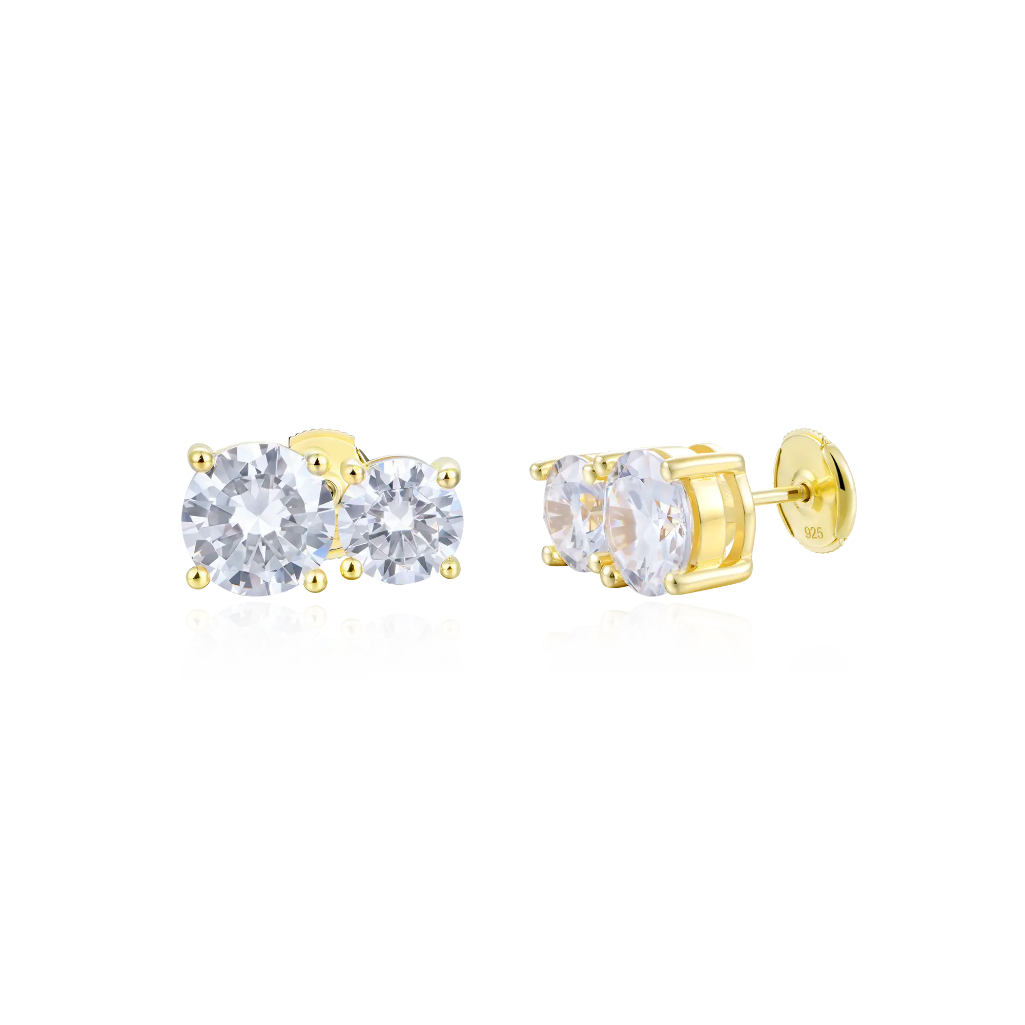 Moissanite Toi et Moi Stud Earrings – Twin Rounds