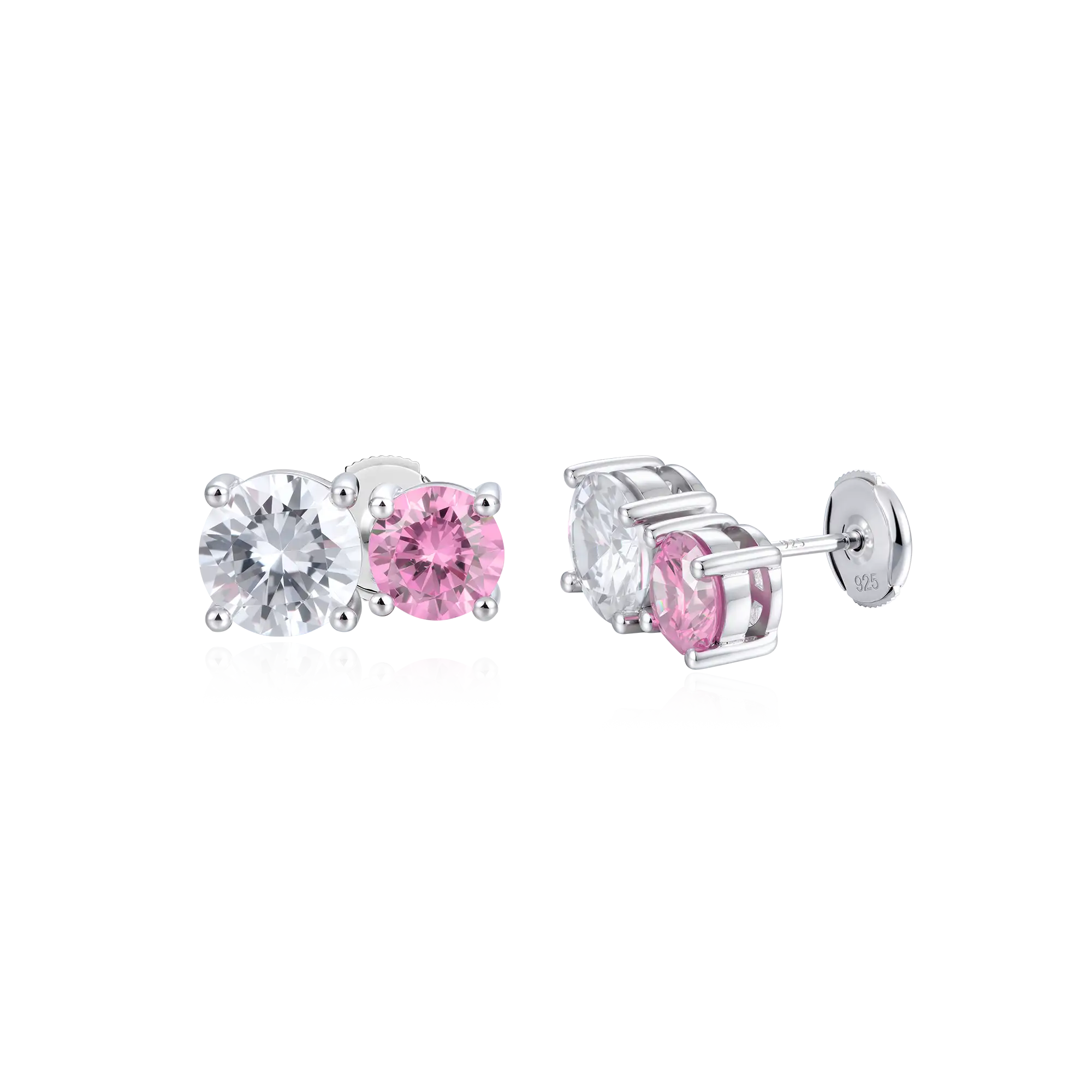 Moissanite Toi et Moi Stud Earrings – Twin Rounds