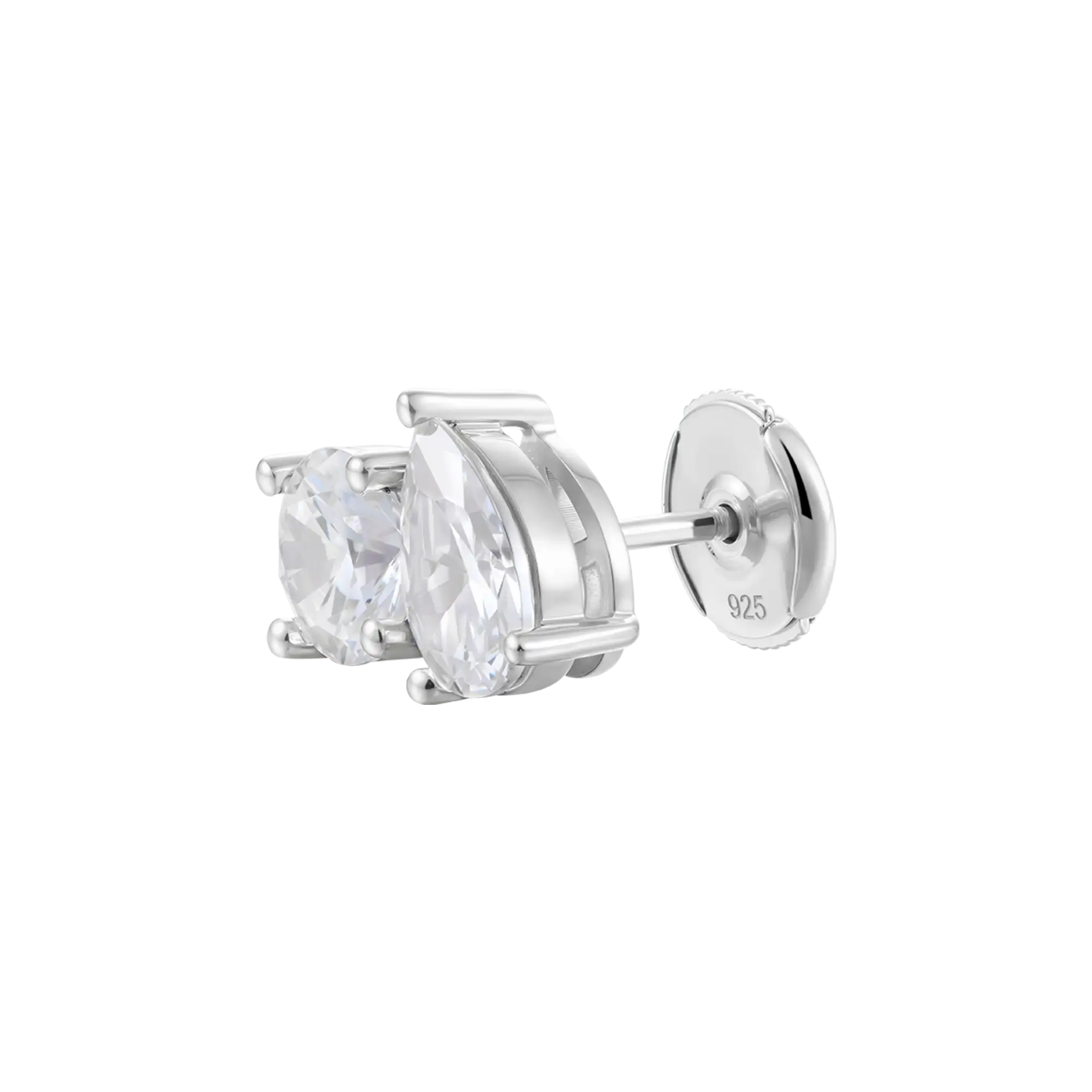 Moissanite Toi et Moi Stud Earrings – Round & Pear