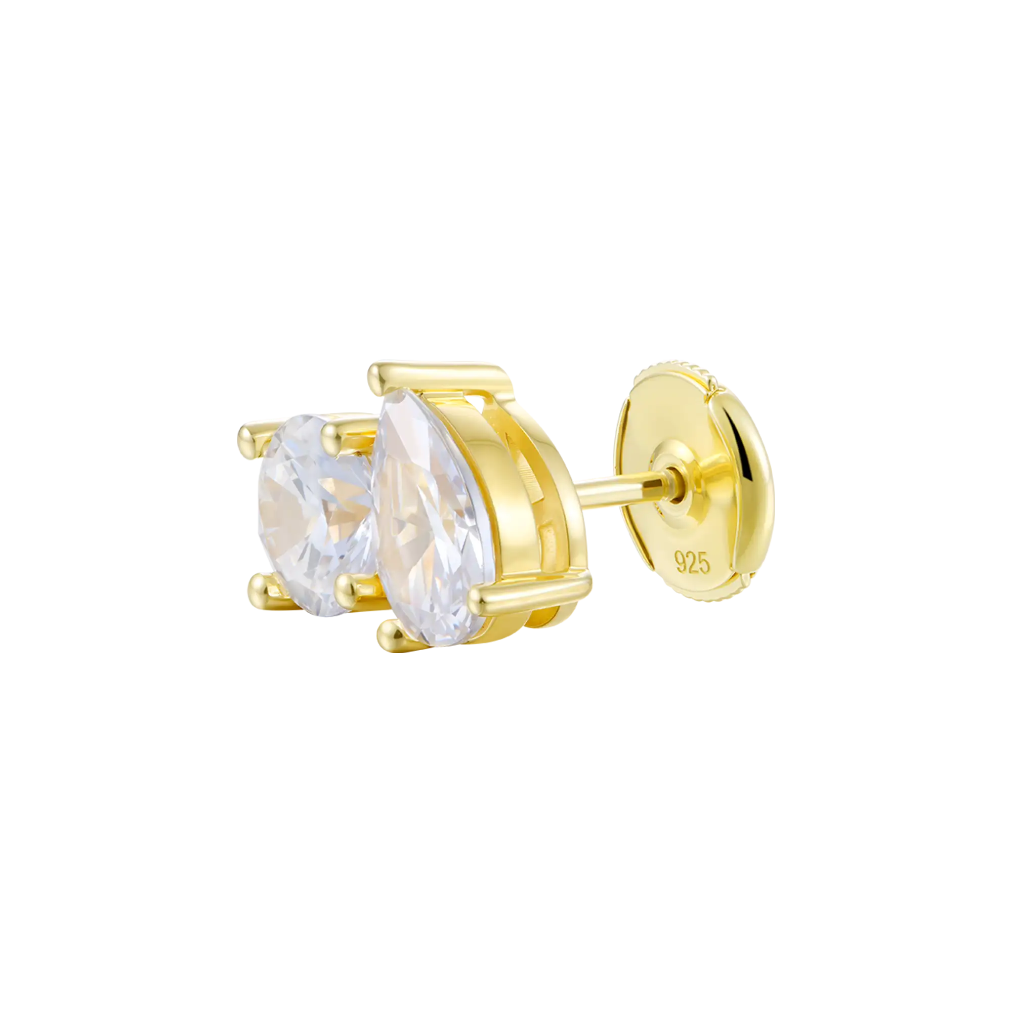 Moissanite Toi et Moi Stud Earrings – Round & Pear