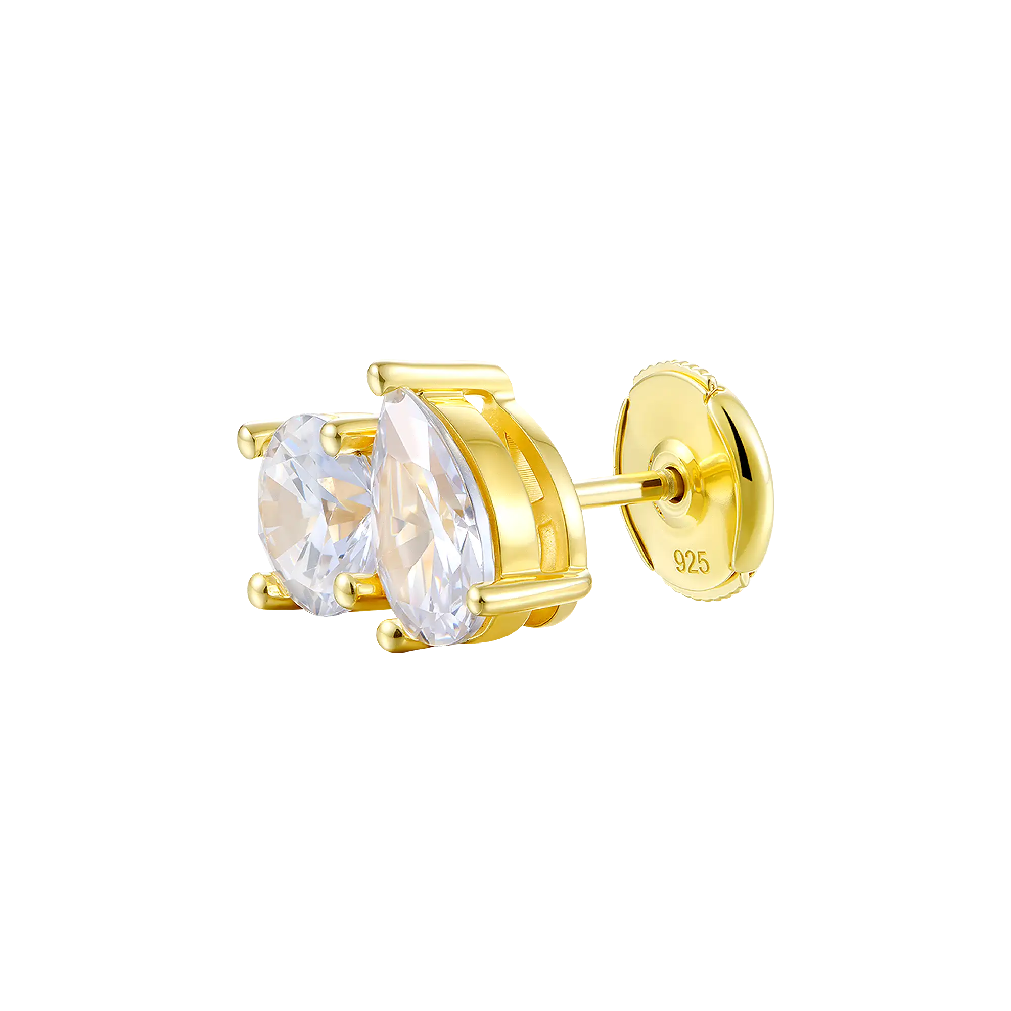 Women's Moissanite Toi et Moi Stud Earrings – Round & Pear