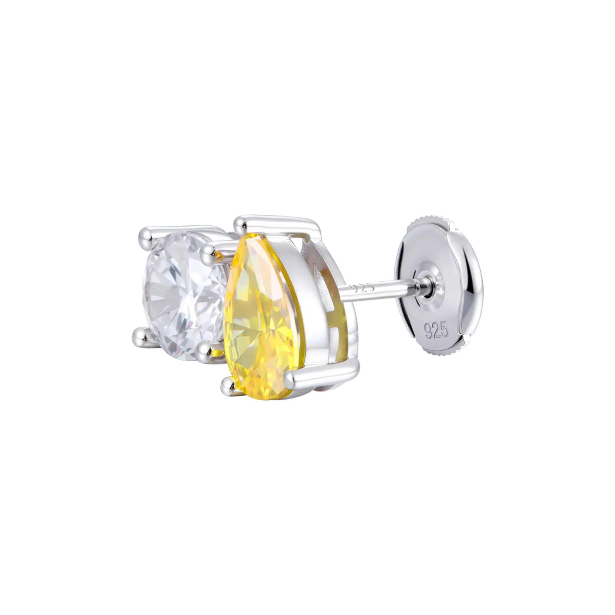 Moissanite Toi et Moi Stud Earrings – Round & Pear