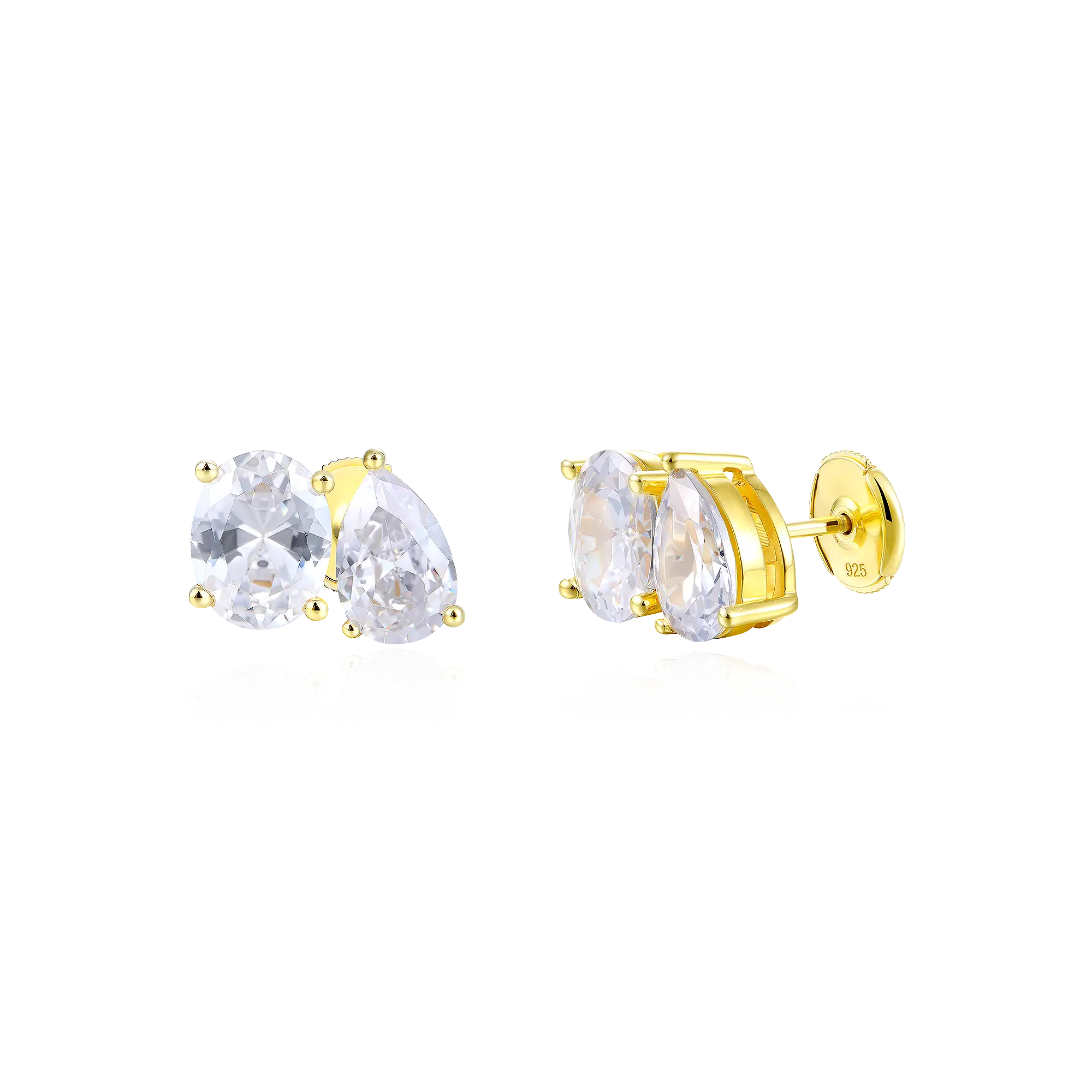 Women's Moissanite Toi et Moi Stud Earrings – Oval & Pear