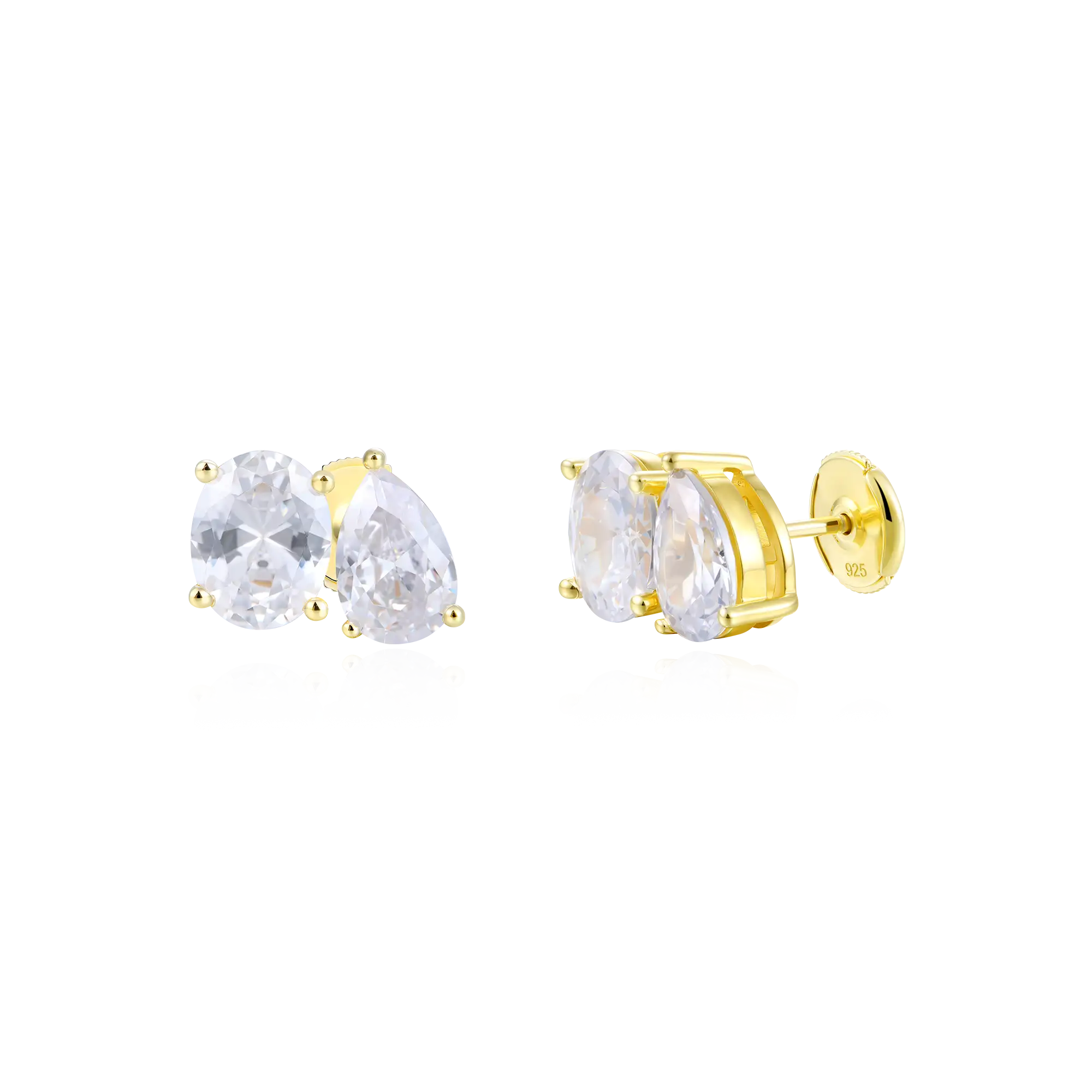 Moissanite Toi et Moi Stud Earrings – Oval & Pear