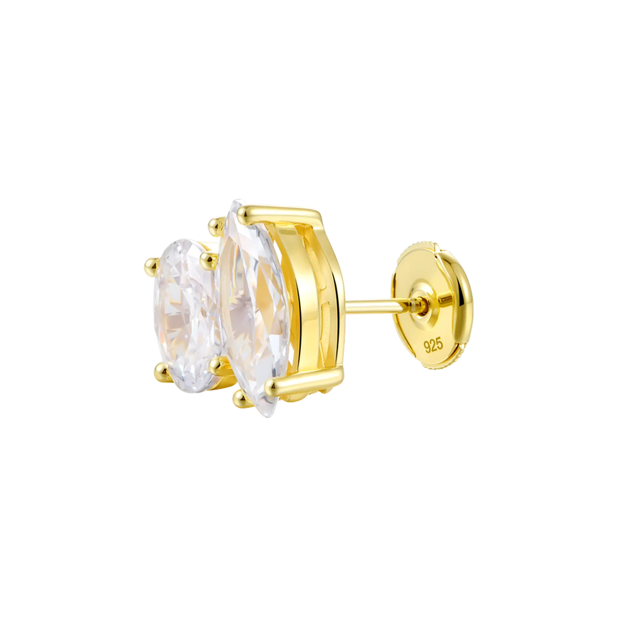 Moissanite Toi et Moi Stud Earrings – Oval & Marquise