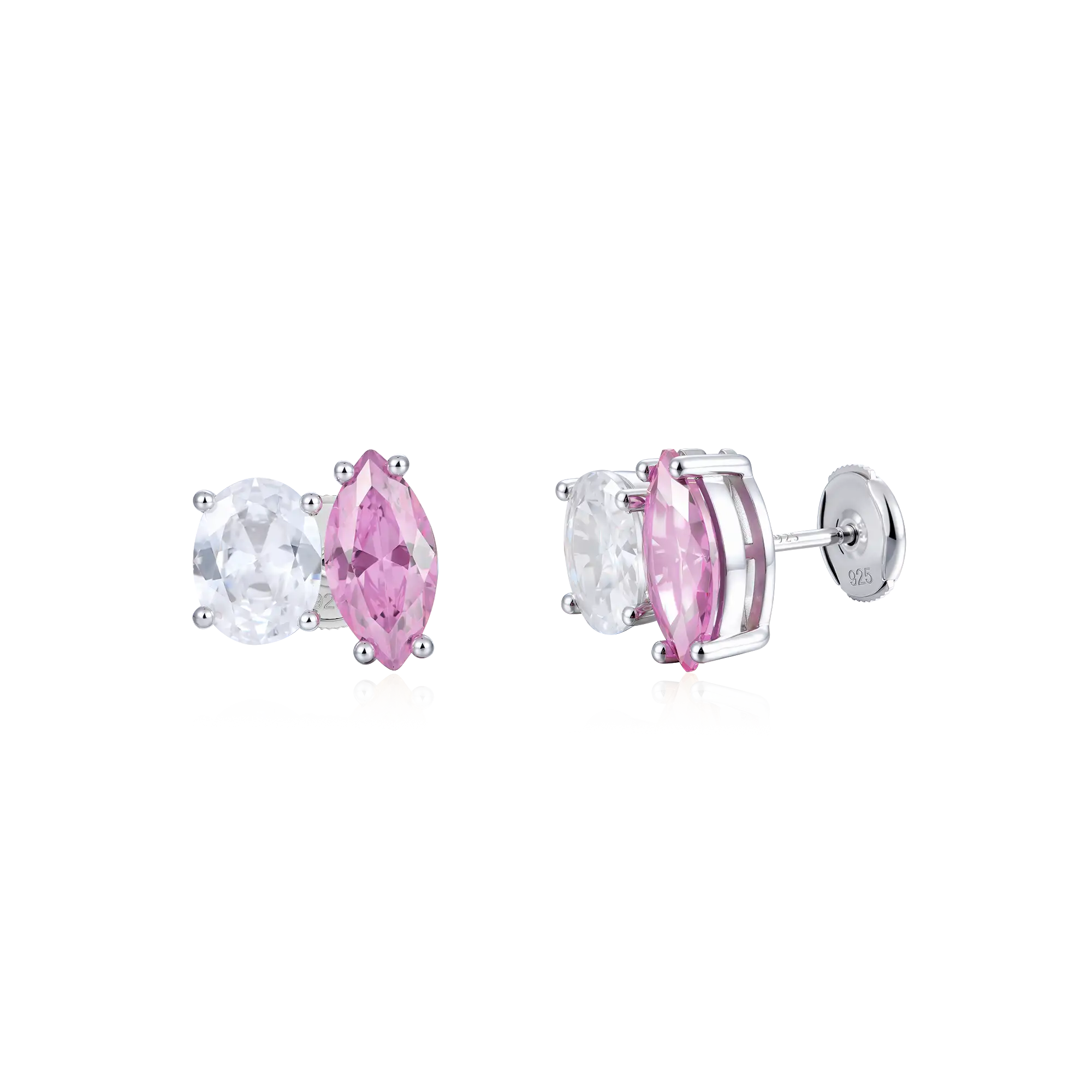 Moissanite Toi et Moi Stud Earrings – Oval & Marquise