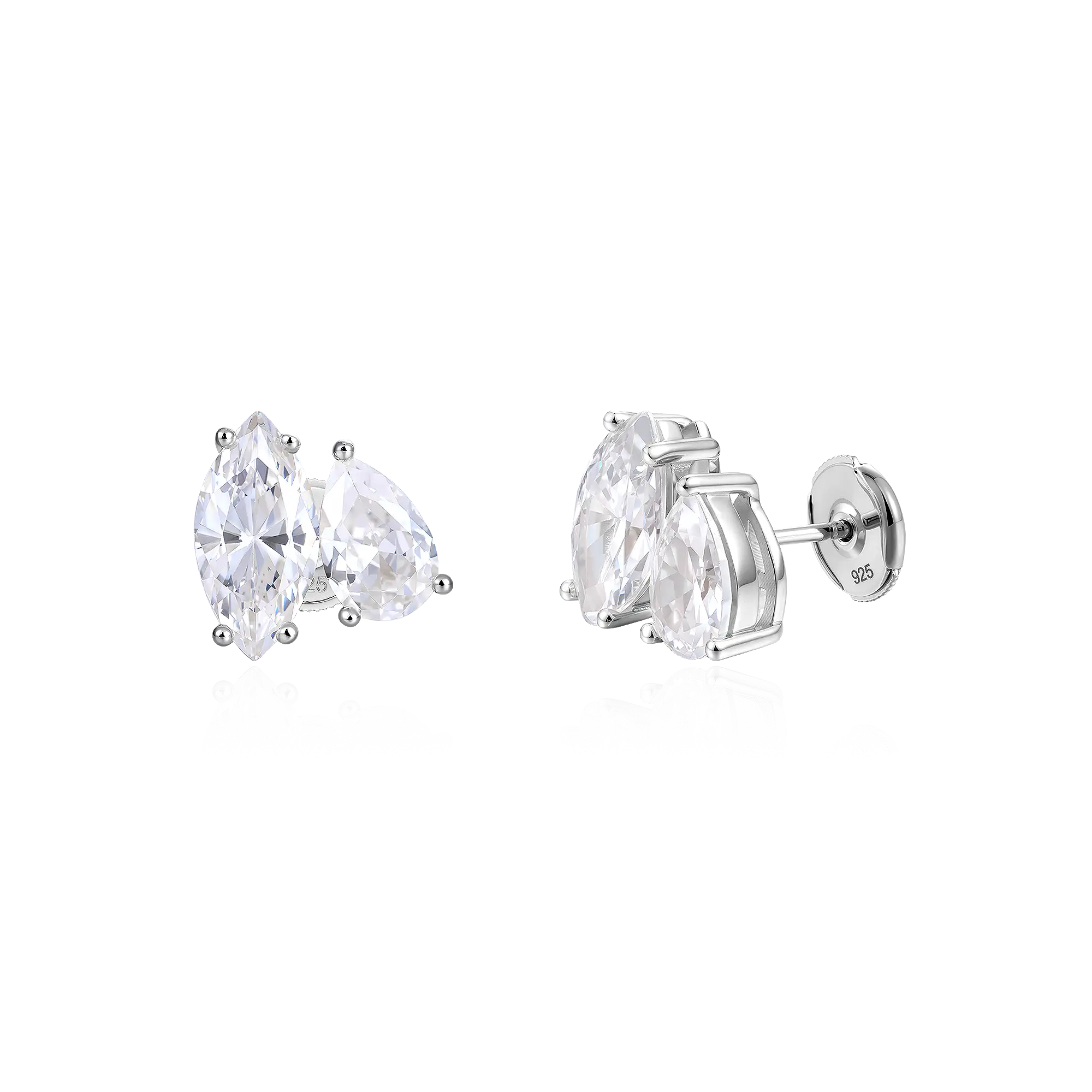 Women's Moissanite Toi et Moi Stud Earrings – Marquise & Pear