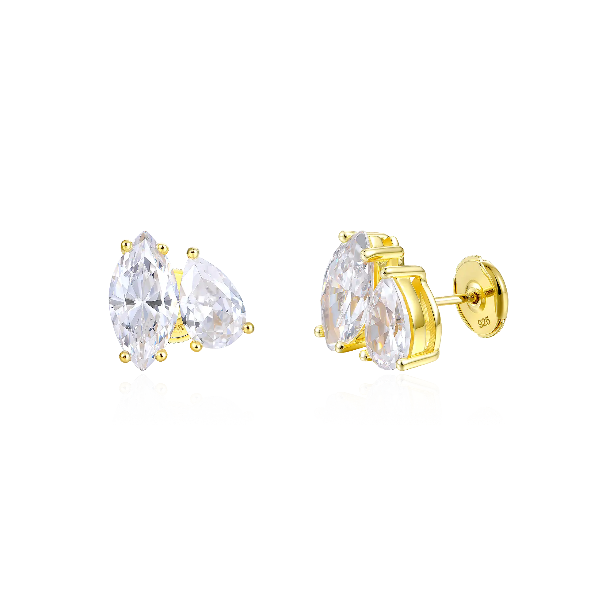 Women's Moissanite Toi et Moi Stud Earrings – Marquise & Pear