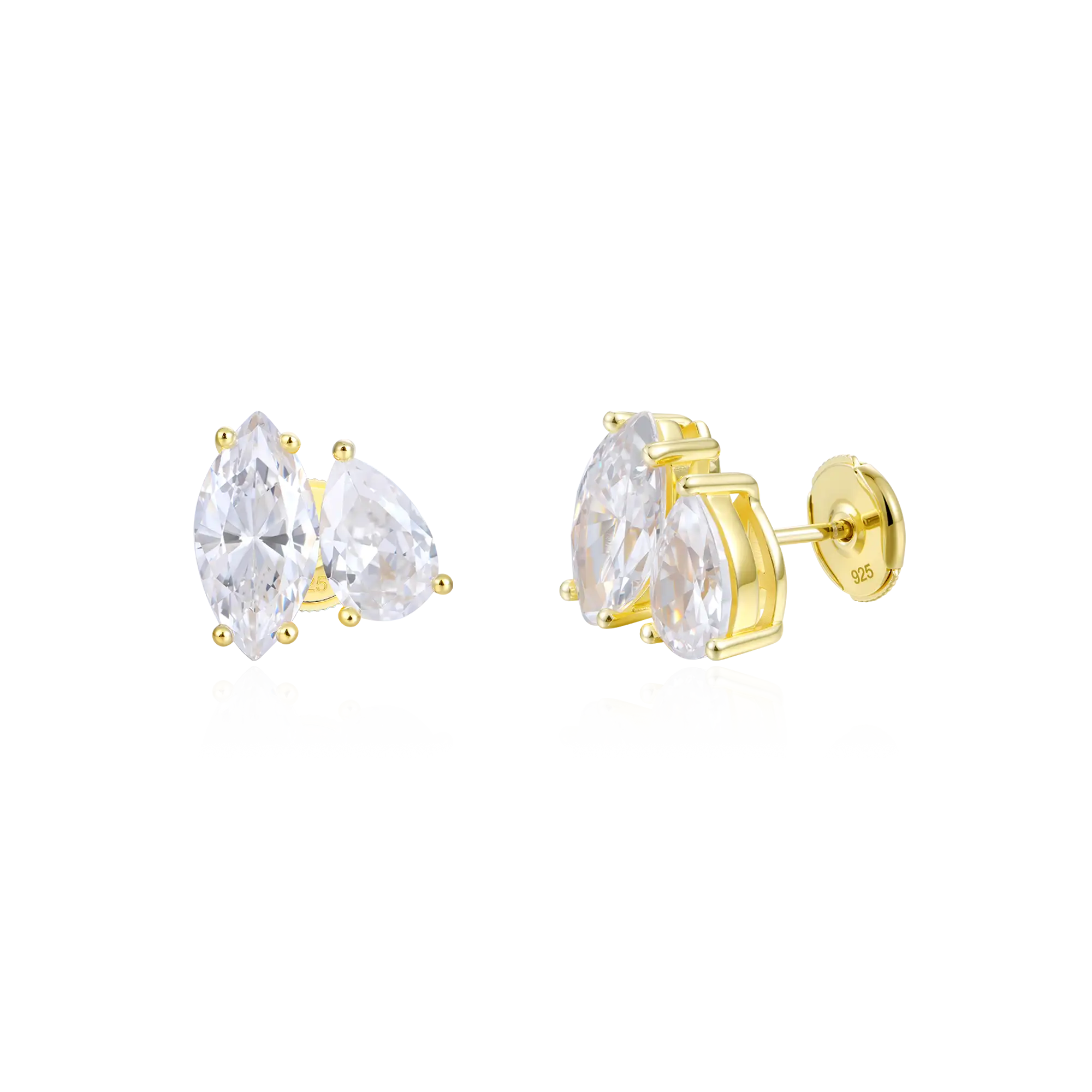 Moissanite Toi et Moi Stud Earrings – Marquise & Pear