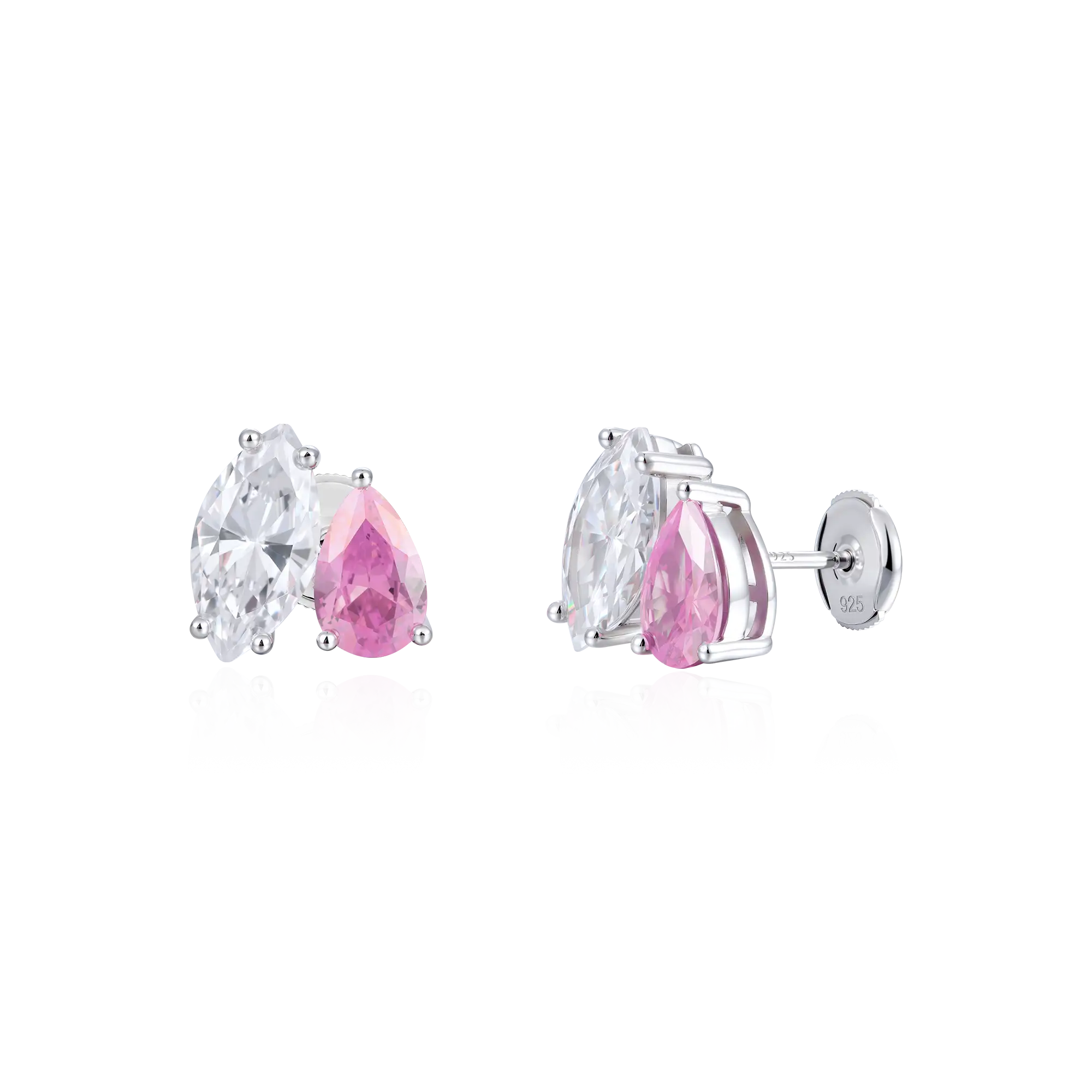 Moissanite Toi et Moi Stud Earrings – Marquise & Pear