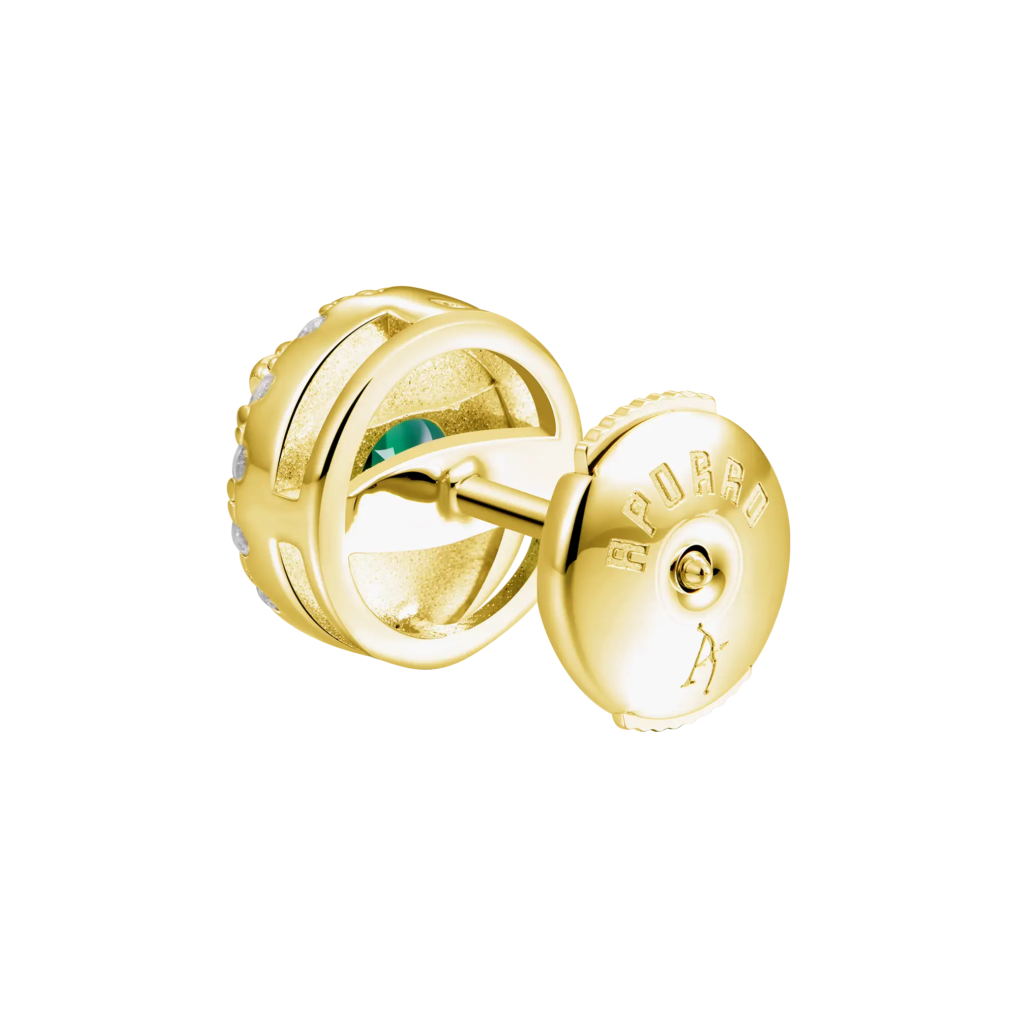 Moissanite Halo Round Cut Stud Earring - Green