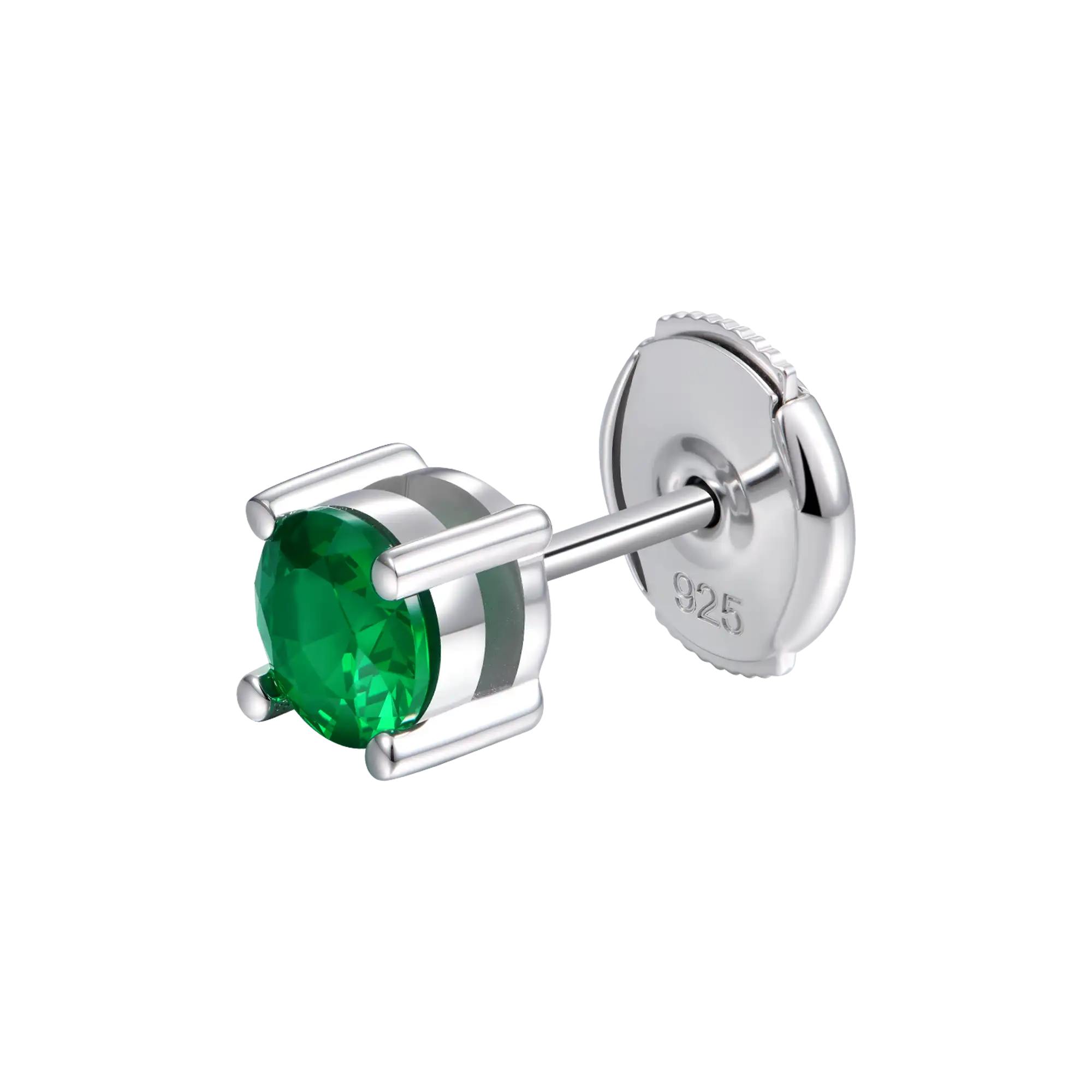 Moissanite Round Cut Stud Earring - Green