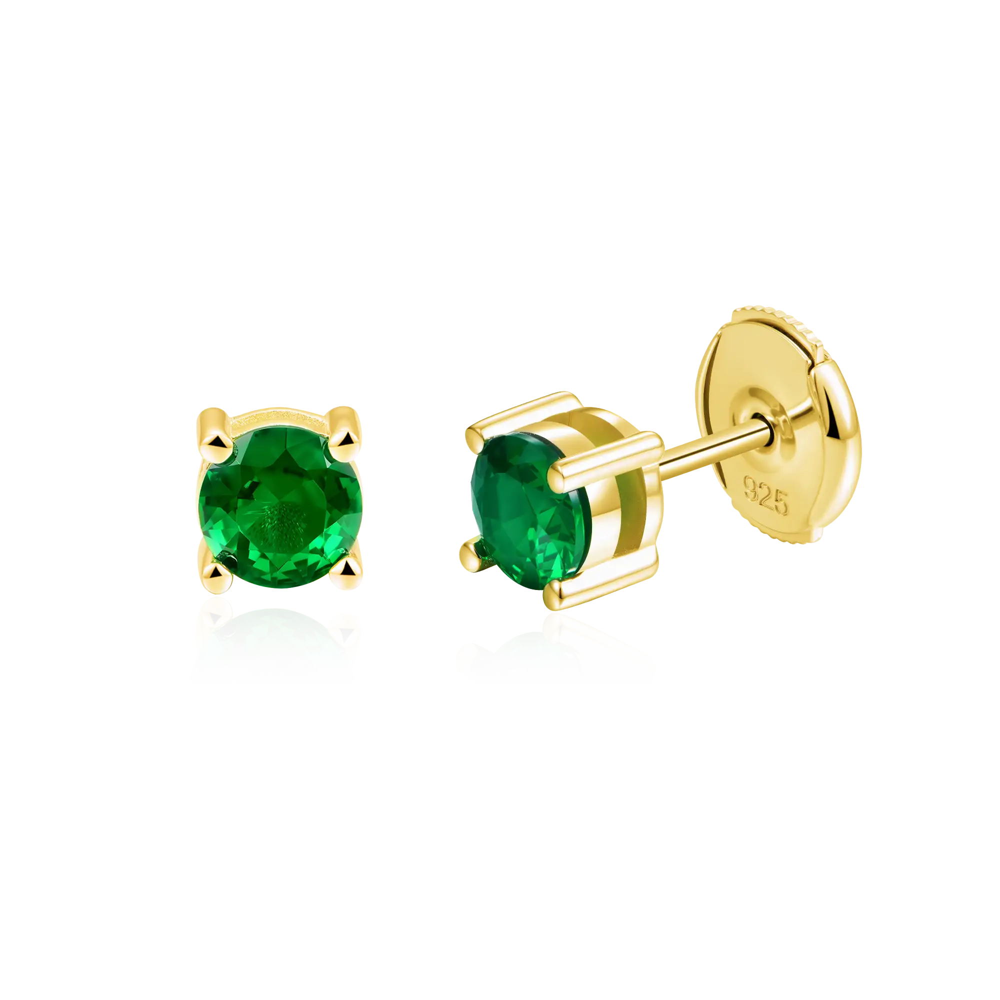 Moissanite Round Cut Stud Earring - Green