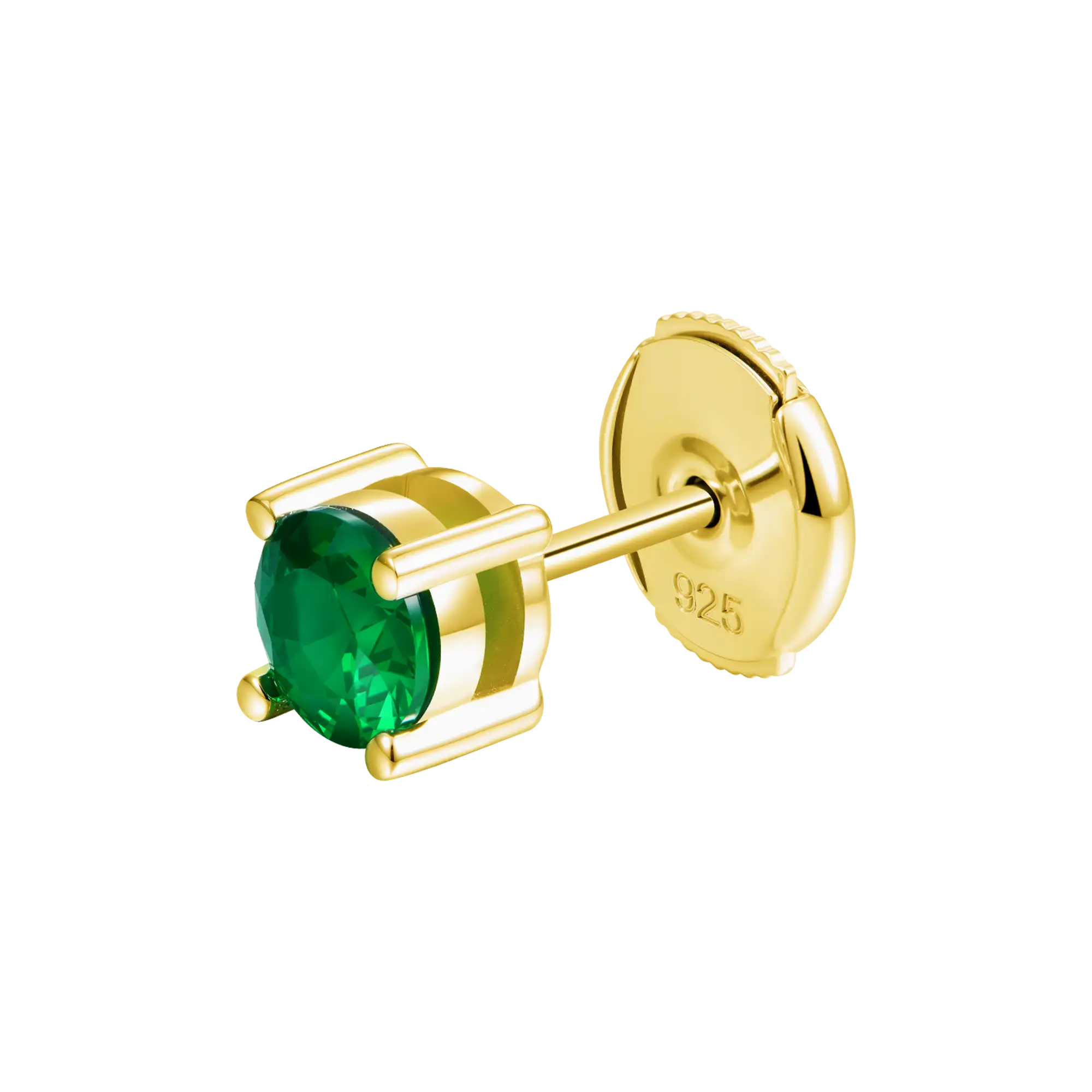 Moissanite Round Cut Stud Earring - Green