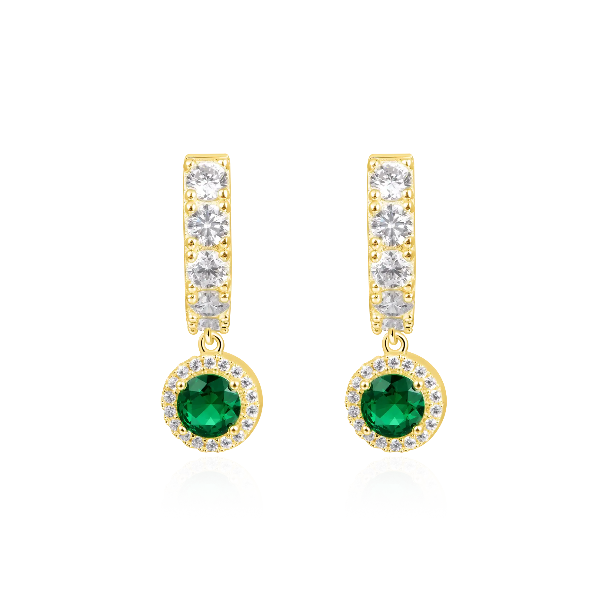 Moissanite Halo Dangly Earring - Green