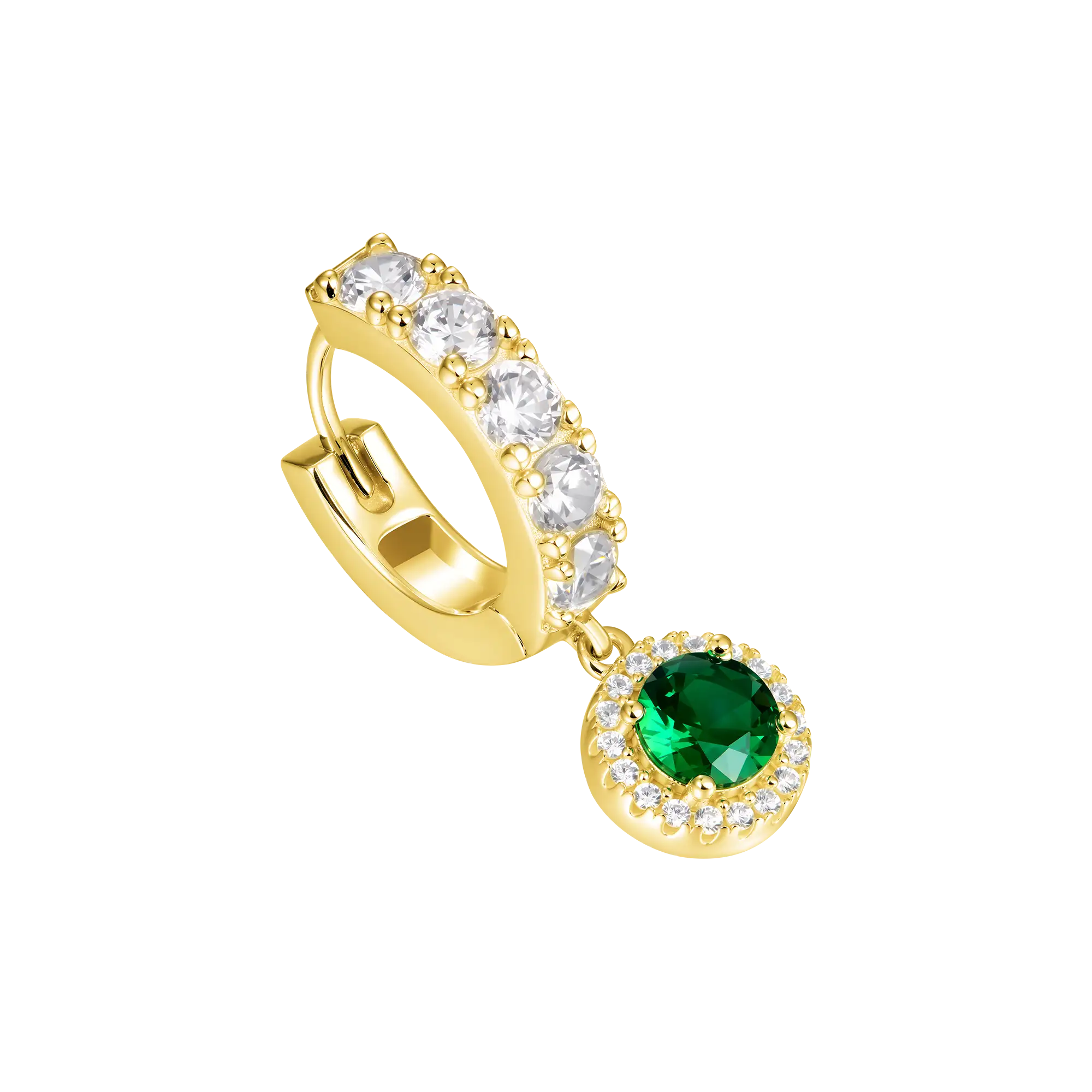 Moissanite Halo Dangly Earring - Green