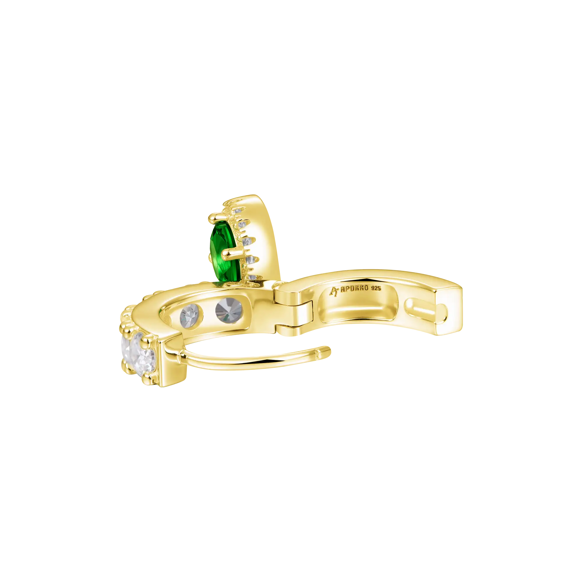 Moissanite Halo Dangly Earring - Green