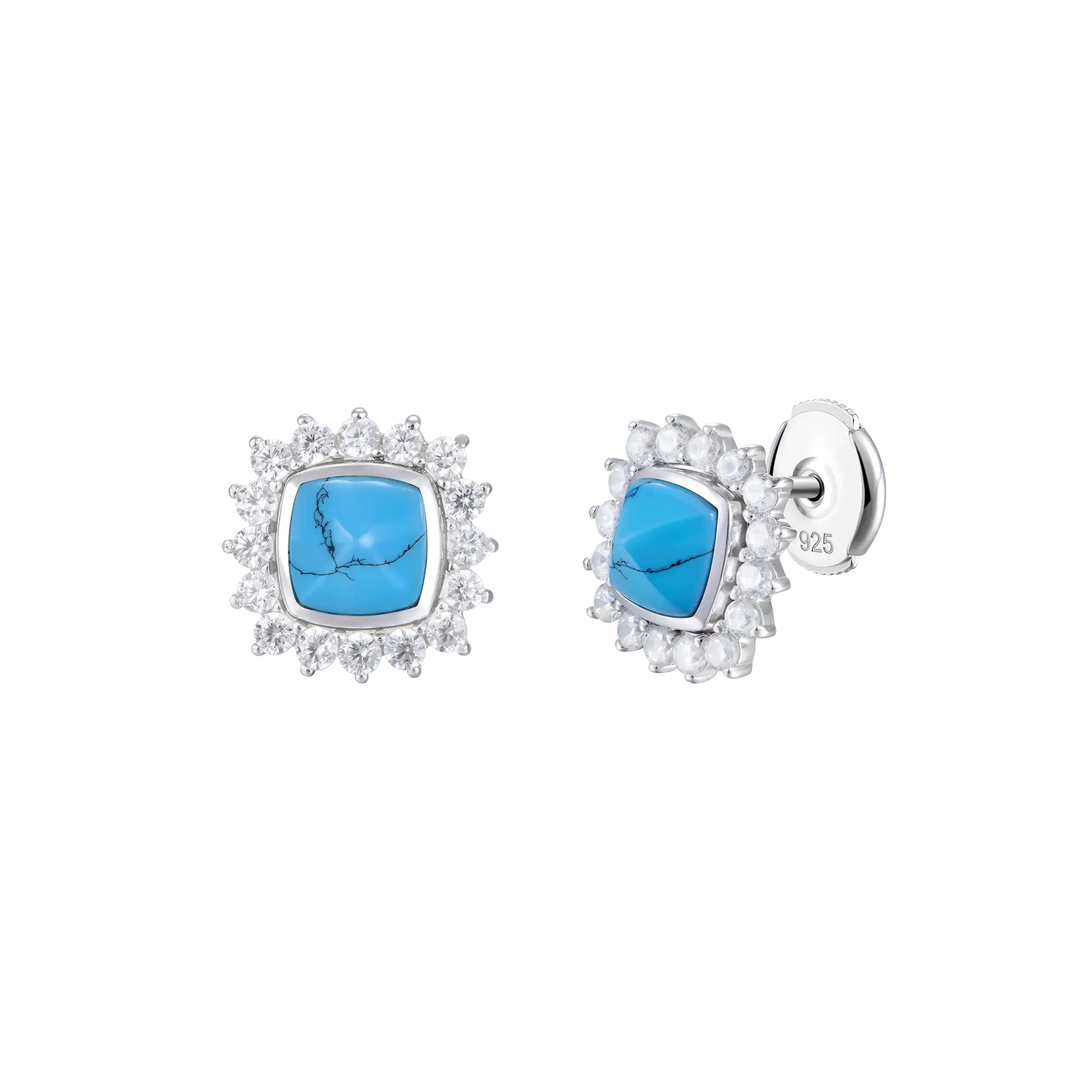Women's S925 Turquoise Halo Detachable Stud Earrings