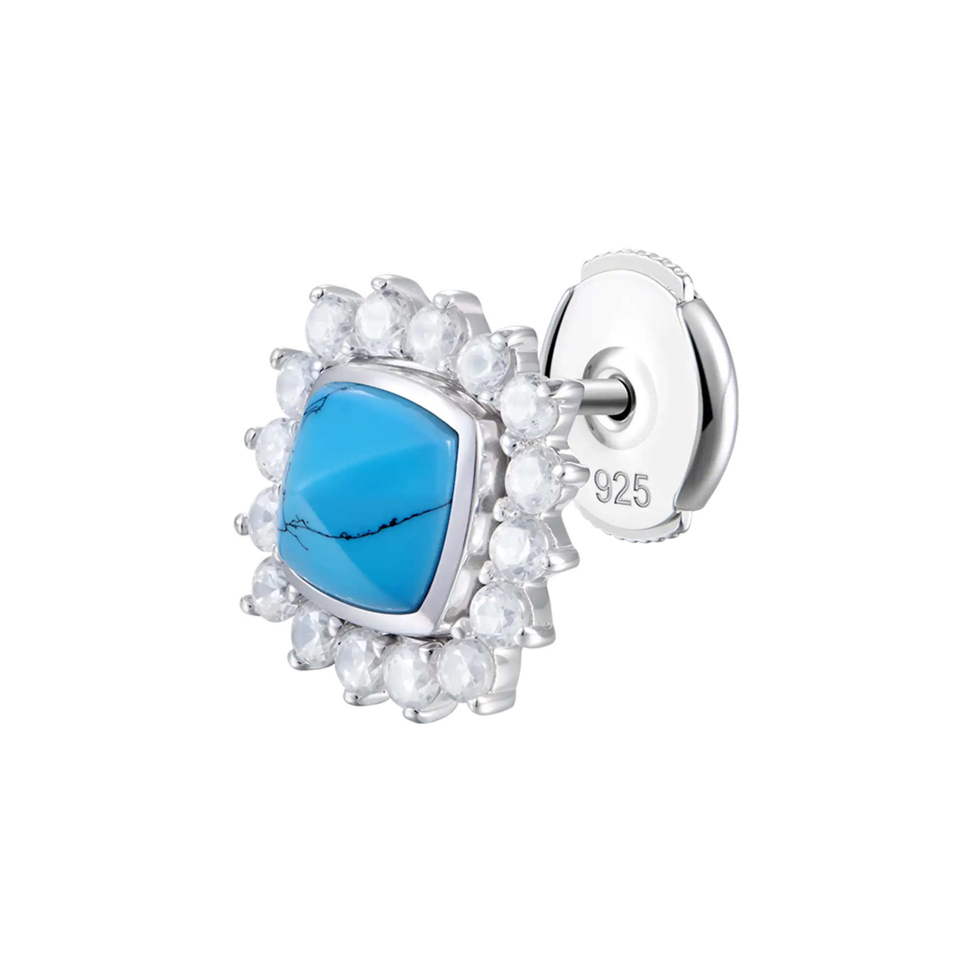 Women's S925 Turquoise Halo Detachable Stud Earrings