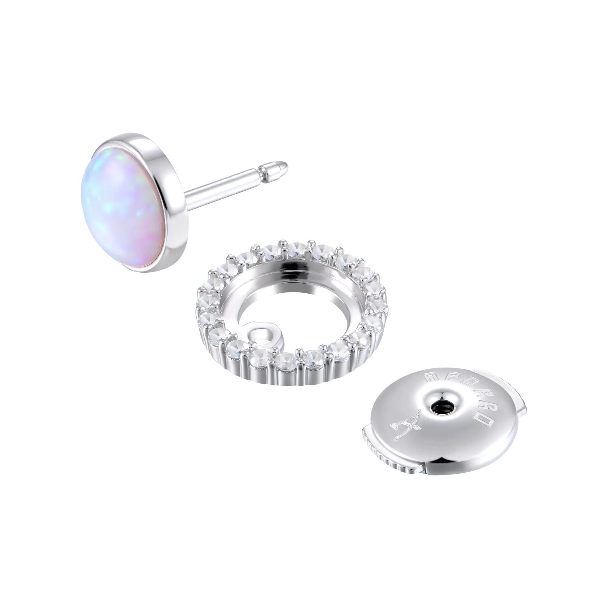 Boucles d'oreilles détachables avec halo d'opale S925