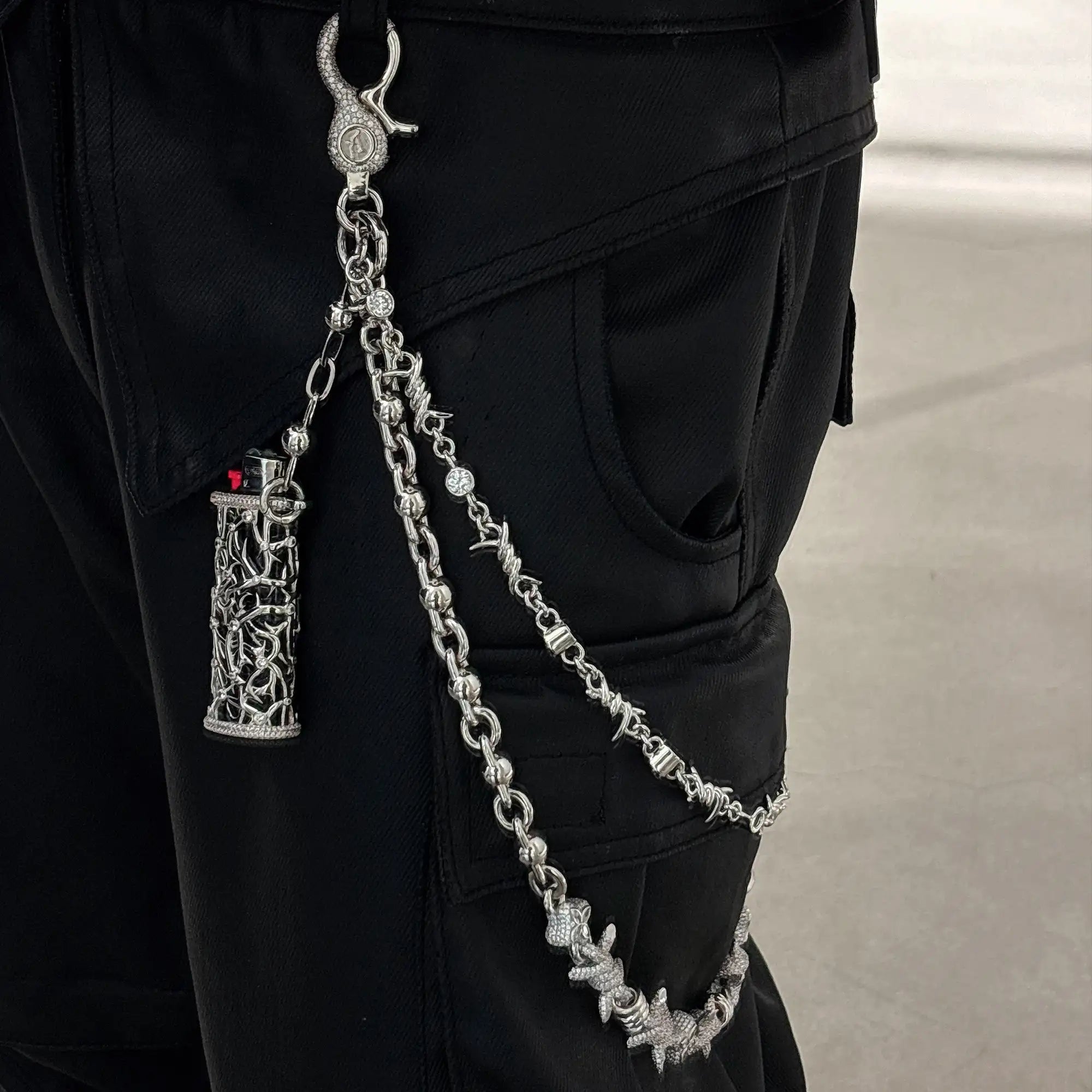 Catena di trifoglio spinato moissanite e catena del portafoglio