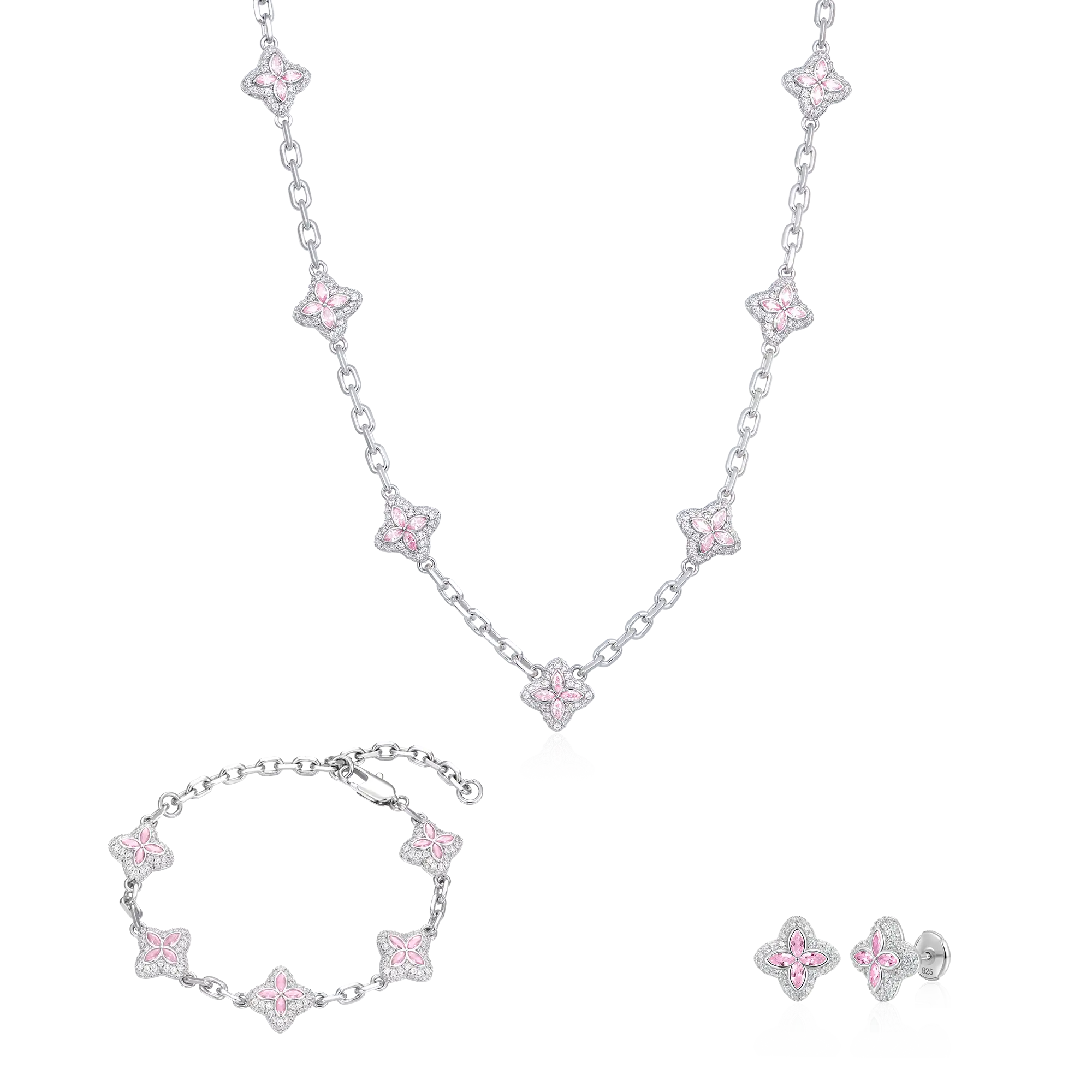 Set trio di trifogli rosa luminosi